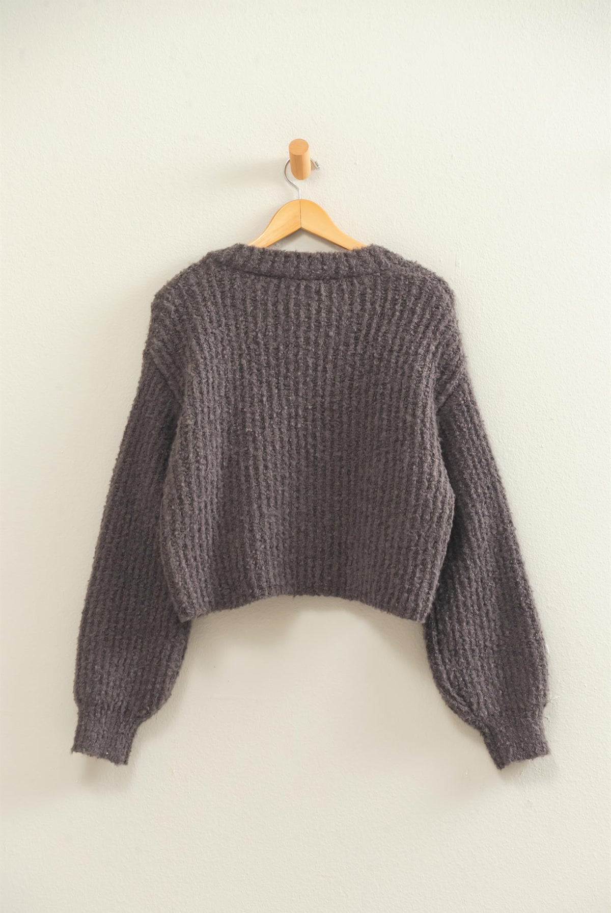 Wholesale Boucle Knit Button Front Cardigan Cardigans DZ26E270 CHARCOAL DOUBLE ZERO
