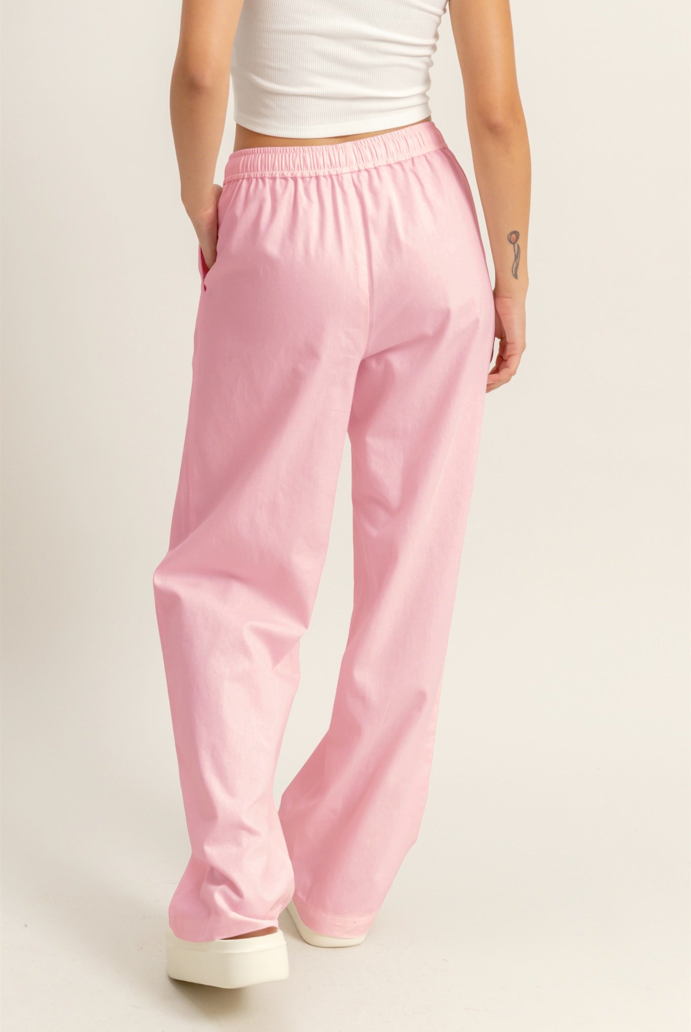 Wholesale Drawstring Waist Straight Leg Pants Pants DZ24A339 SOFT PINK DOUBLE ZERO