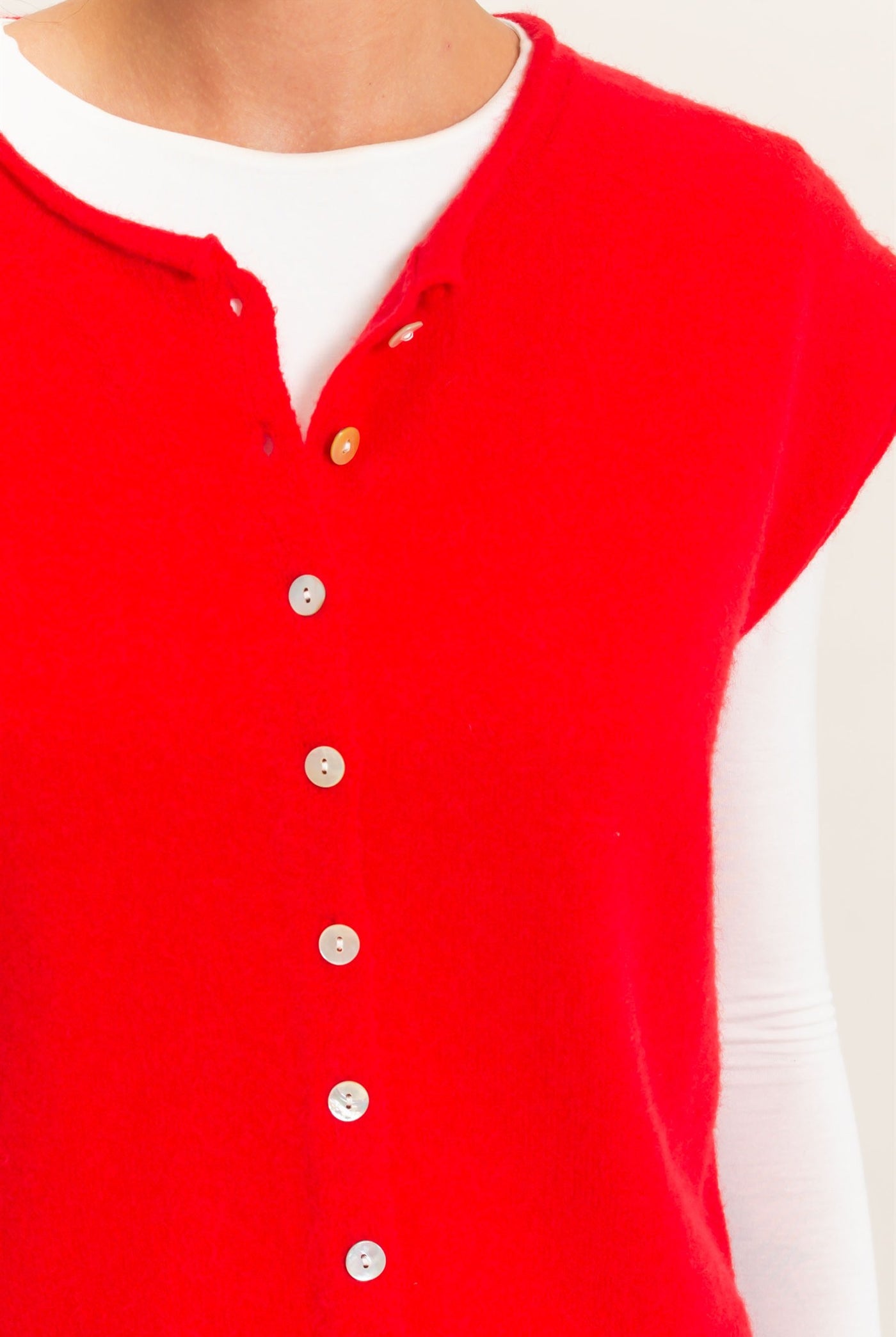 Wholesale Rolled Edge Button Front Sweater Vest Sweaters DZ26E239 RED DOUBLE ZERO