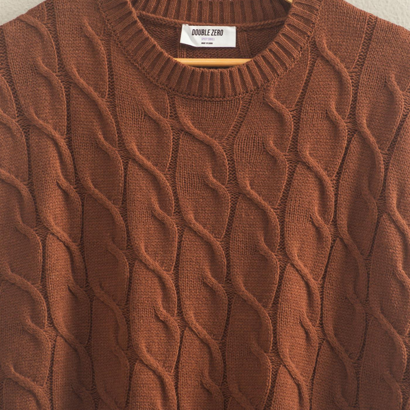 Wholesale Sleeveless Oversized Cable Knit Sweater Vest Vests DZ25C905 CHESTNUT DOUBLE ZERO