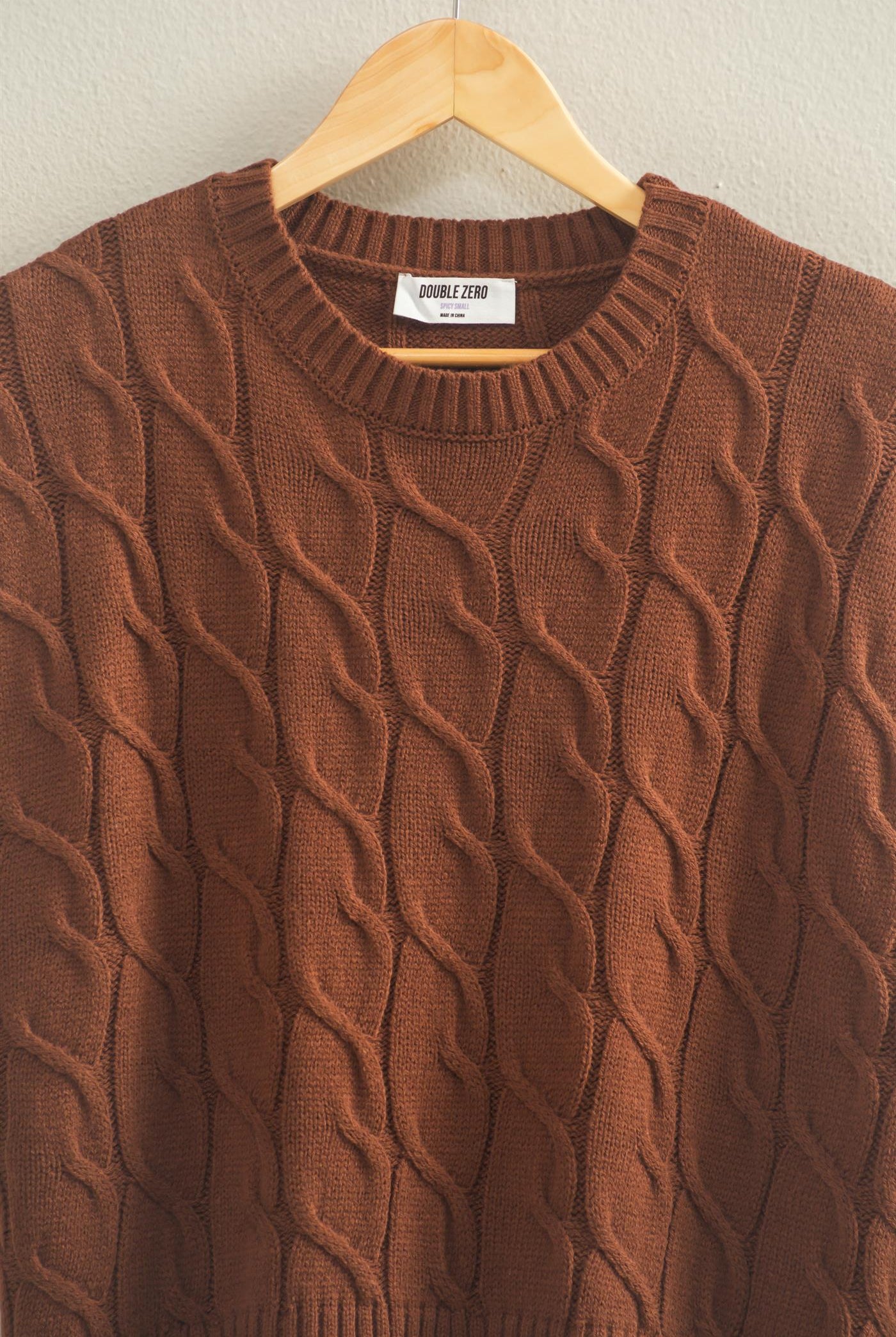 Wholesale Sleeveless Oversized Cable Knit Sweater Vest Vests DZ25C905 CHESTNUT DOUBLE ZERO