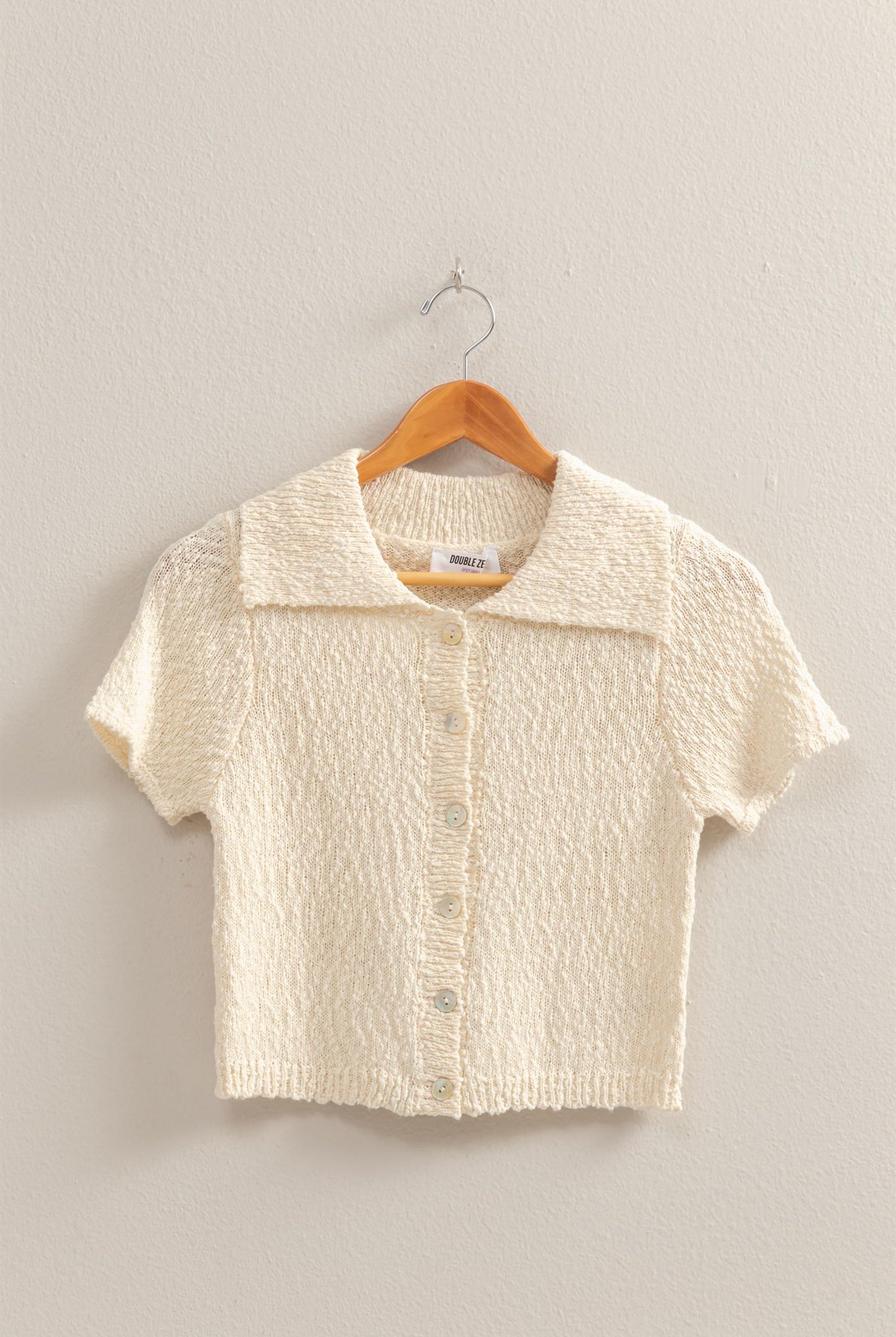 Wholesale Everyday Button-Front Crop Sweater Top Clothing Tops DZ25C171 CREAM DOUBLE ZERO