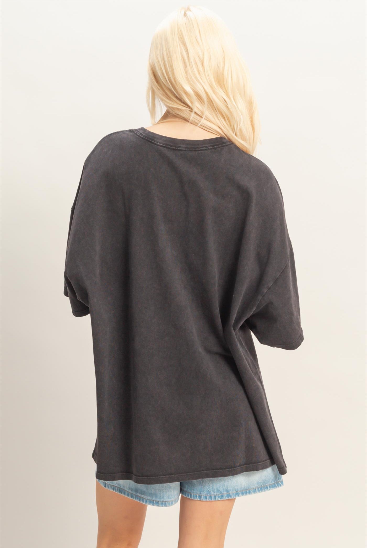 Wholesale Oversized Mineral Wash T-Shirt T-Shirts DZ26A031 BLACK DOUBLE ZERO