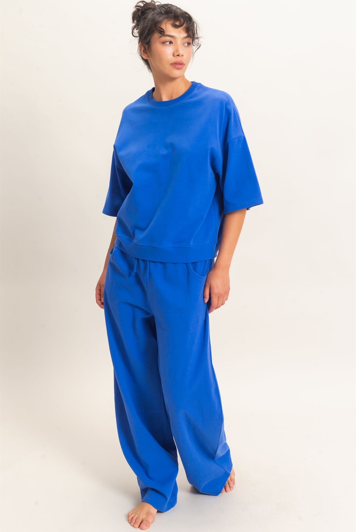 Wholesale Washed Crew Neck Short Sleeve Top Clothing Tops DZ26E381 COBALT DOUBLE ZERO