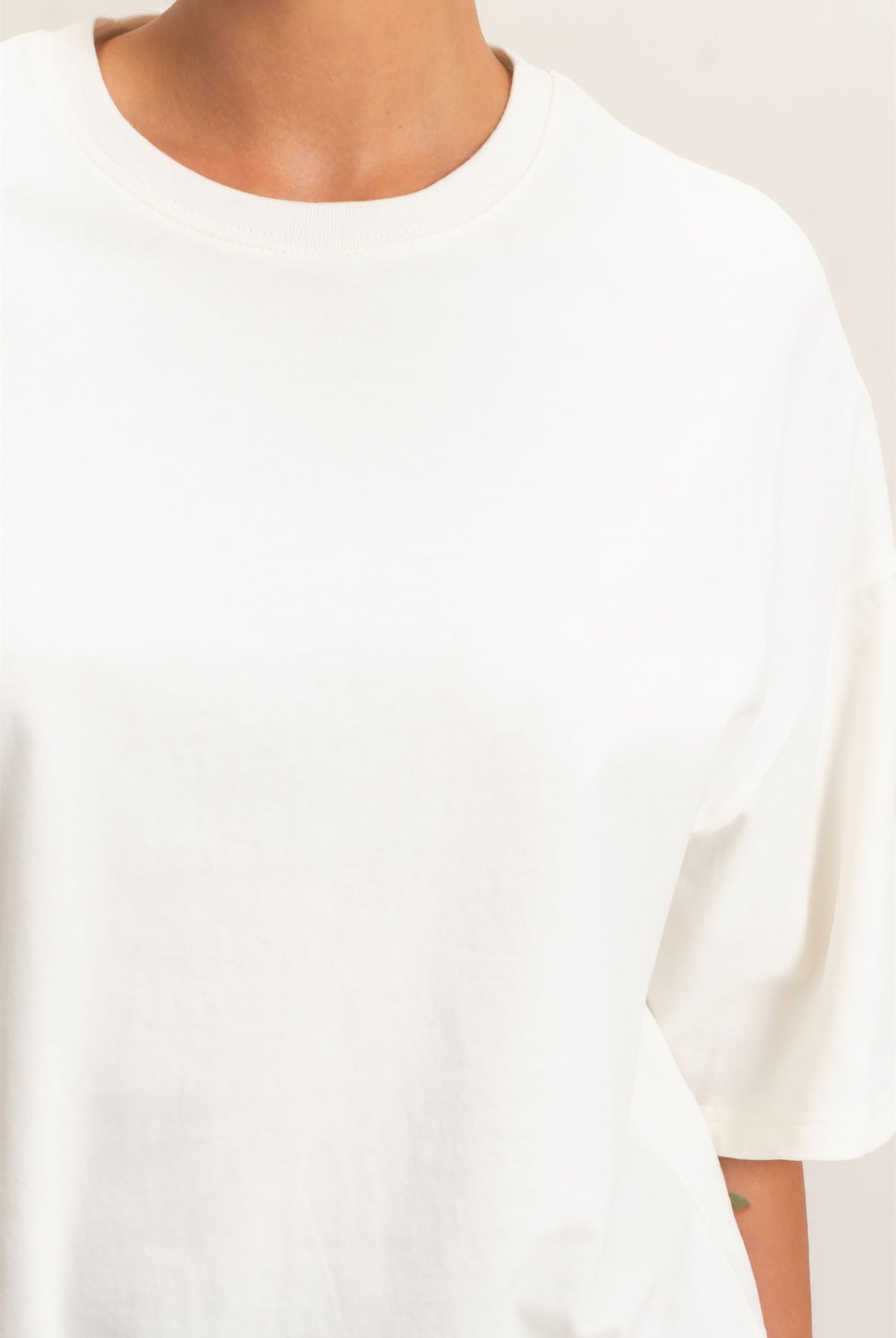Wholesale Washed Crew Neck Short Sleeve Top Clothing Tops DZ26E381 CREAM DOUBLE ZERO