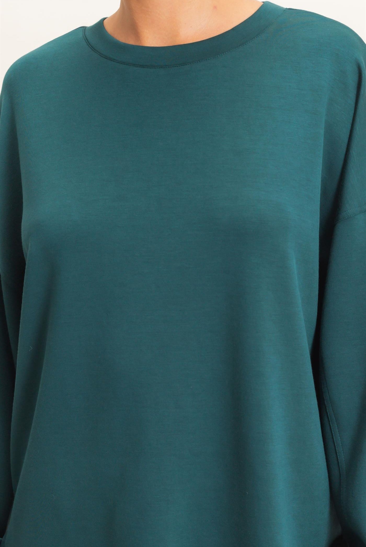 Wholesale Oversized Crew Neck Top Sweatshirts DZ26E388 DEEP GREEN DOUBLE ZERO