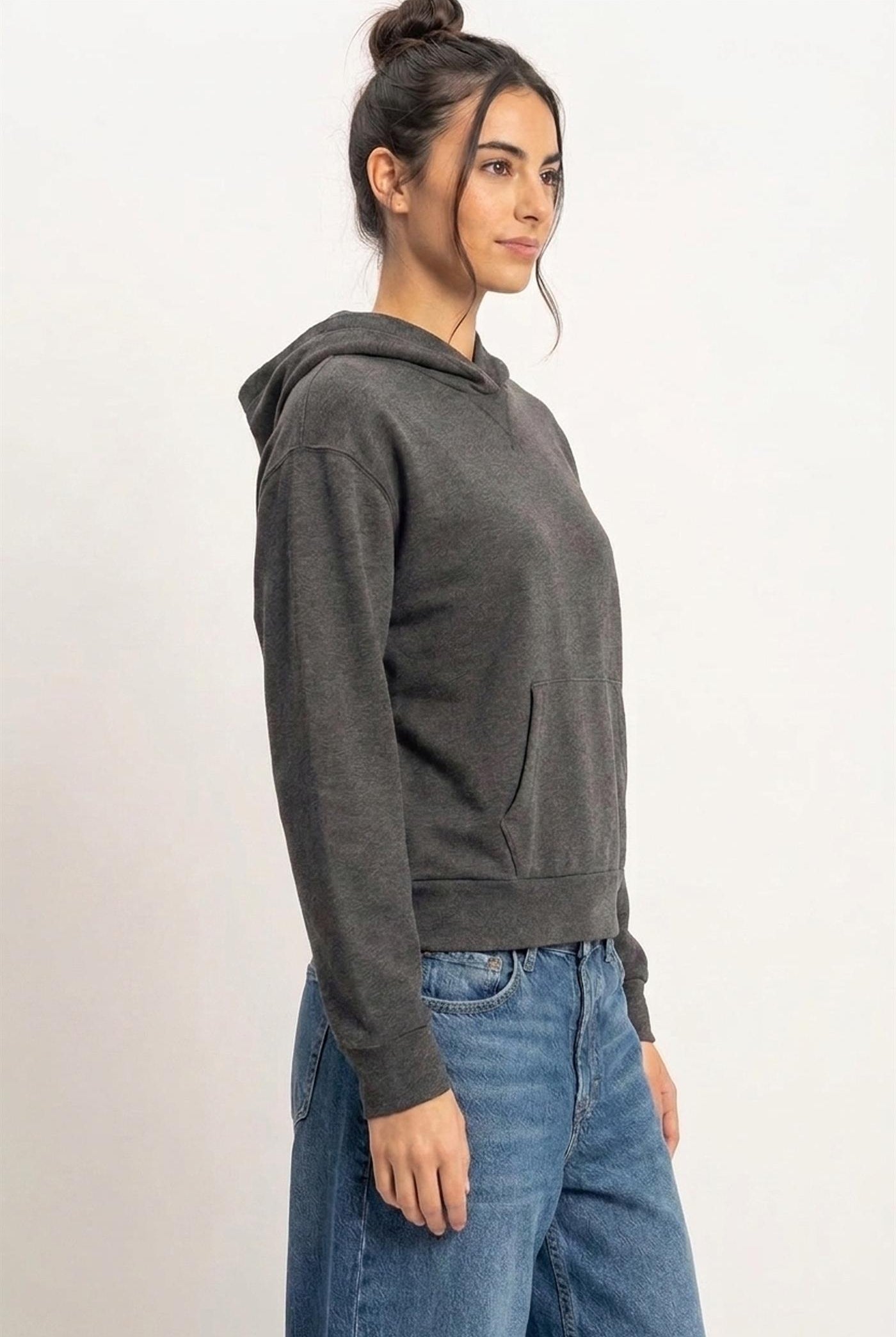Wholesale Long Sleeve Hoodie With Kangaroo Pocket Hoodies DZ26F276 BLACK DOUBLE ZERO
