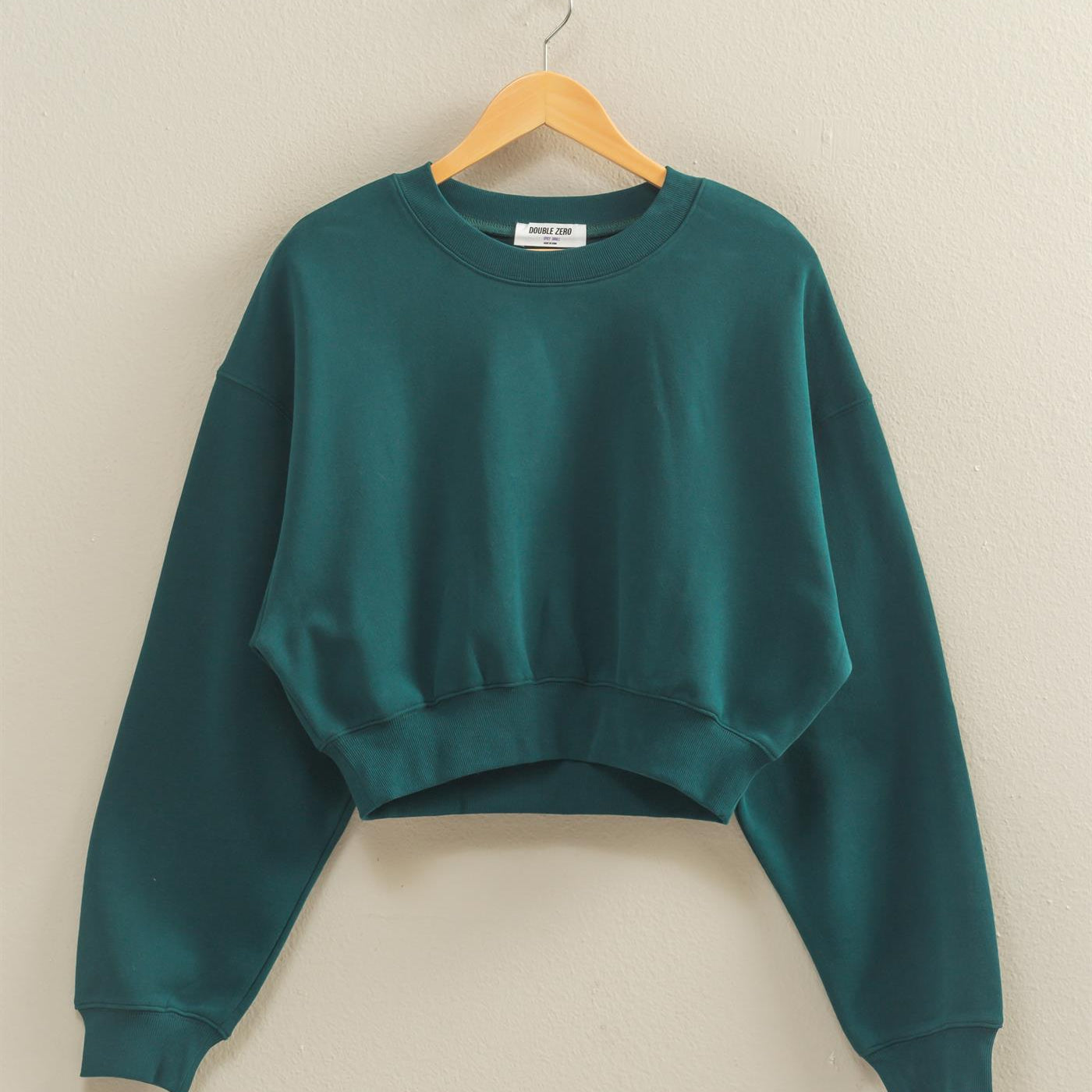 Wholesale Everyday Long Sleeve Cropped Sweatshirt Sweatshirts DZ25E415 DEEP GREEN DOUBLE ZERO