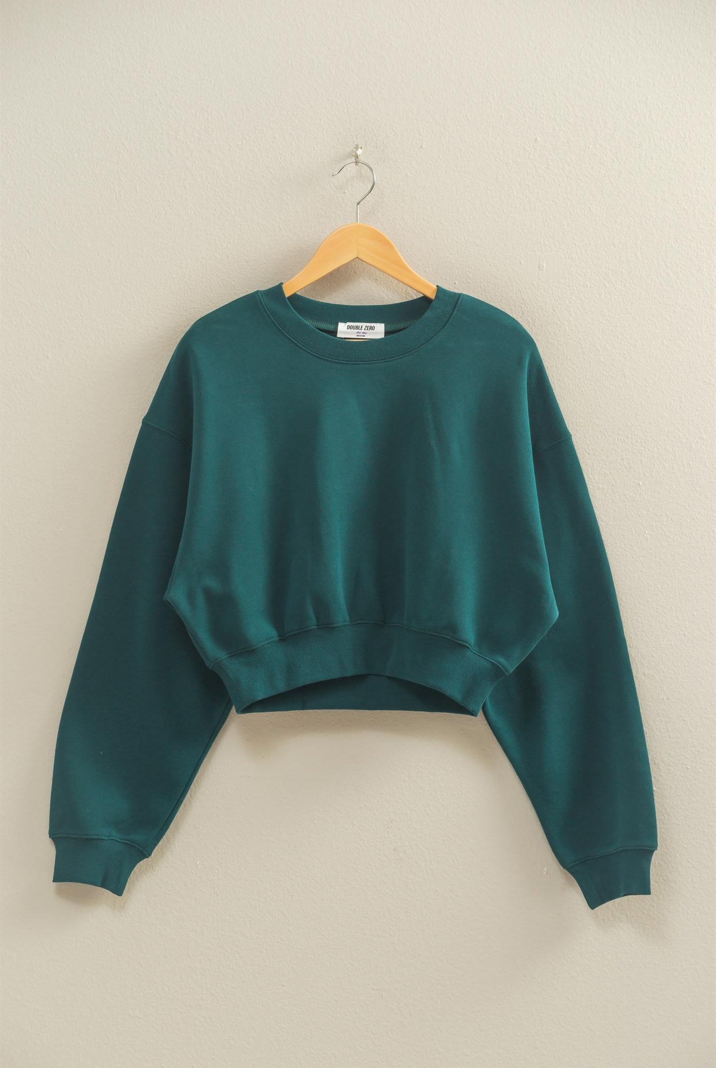 Wholesale Everyday Long Sleeve Cropped Sweatshirt Sweatshirts DZ25E415 DEEP GREEN DOUBLE ZERO