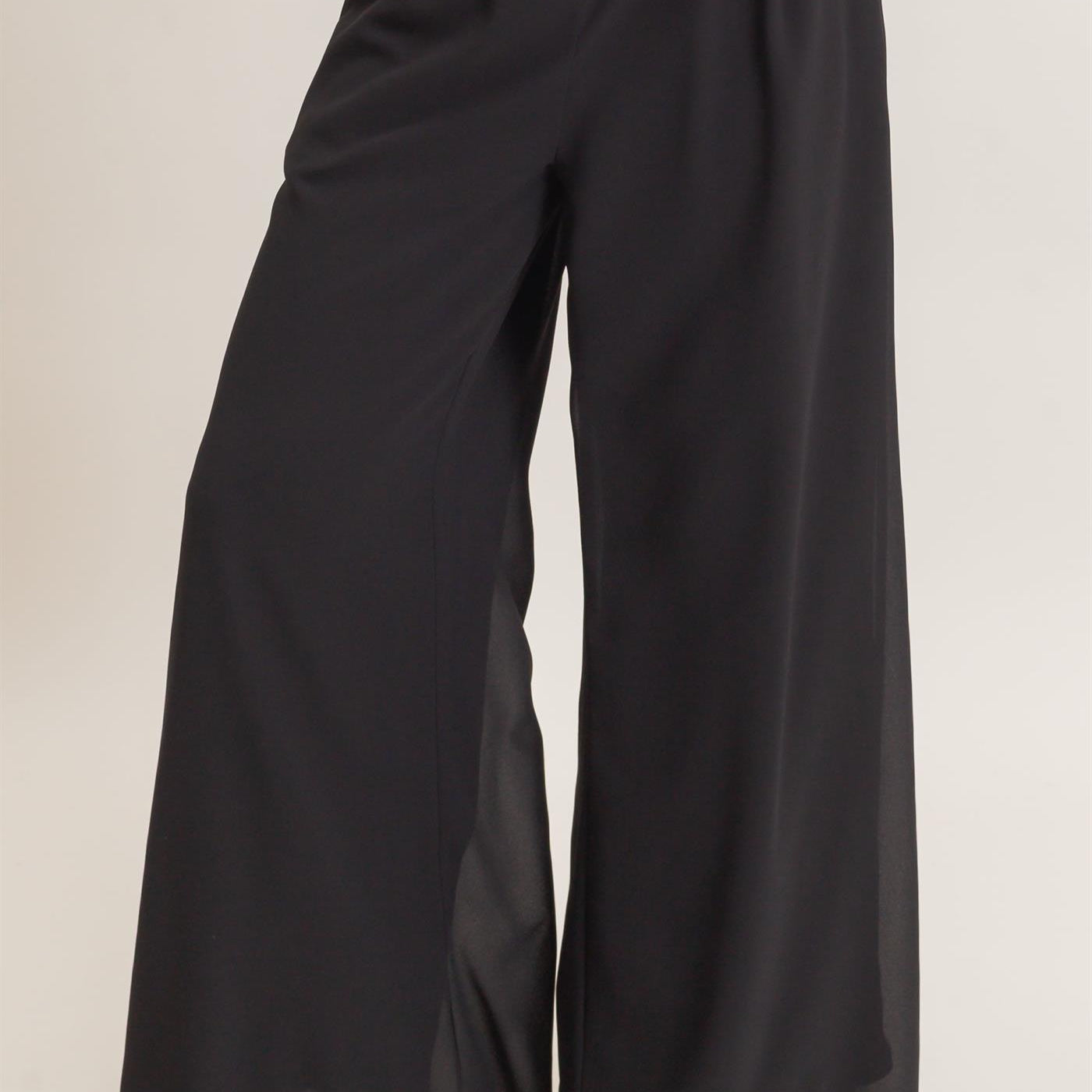 Wholesale Wide-Leg High Waist Pants Pants HF26F068-D BLACK HYFVE