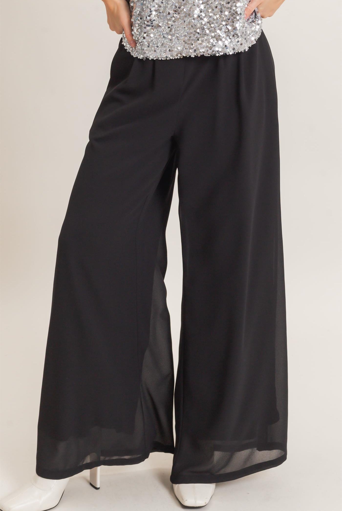 Wholesale Wide-Leg High Waist Pants Pants HF26F068-D BLACK HYFVE