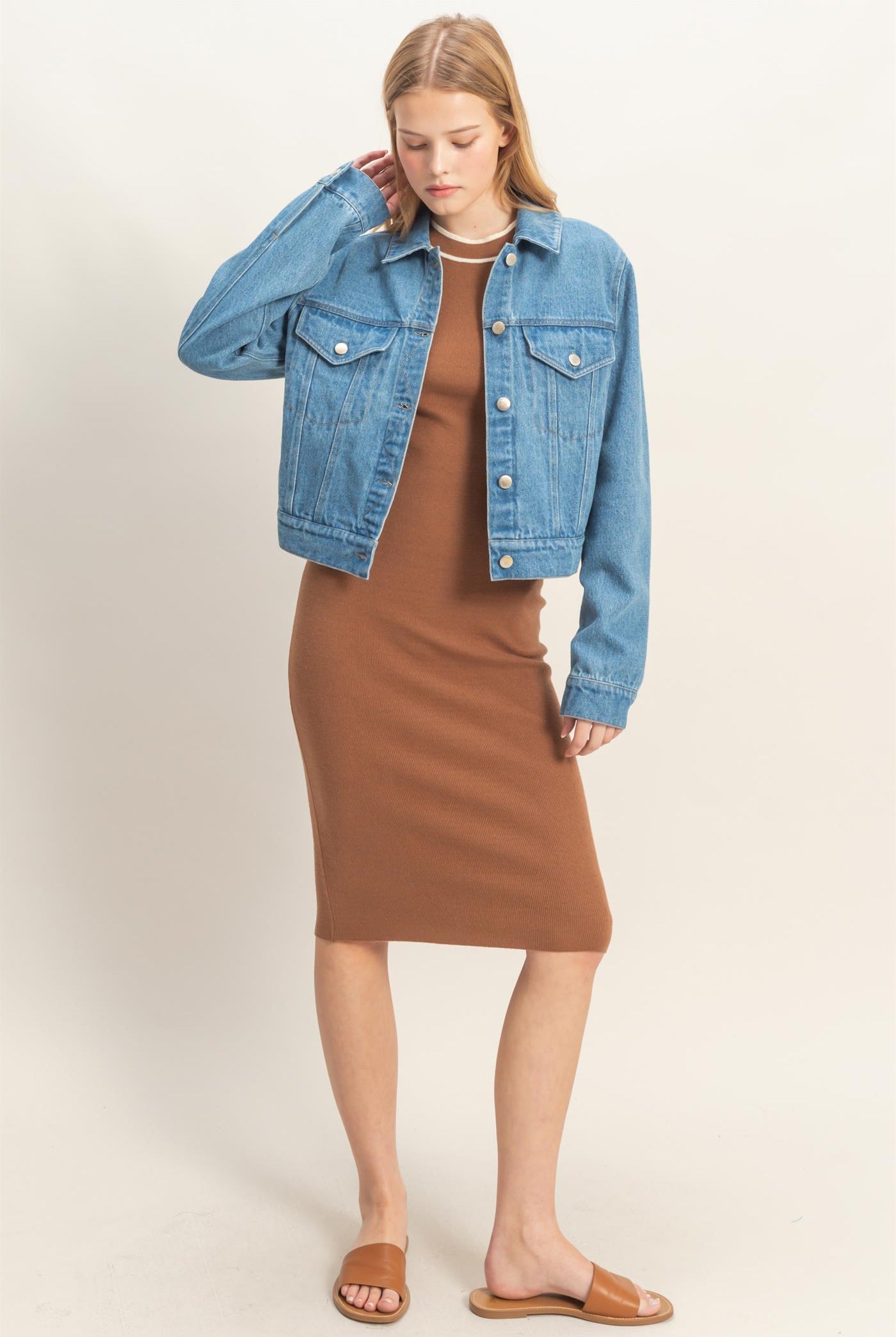 Wholesale Denim Button-Up Jacket Coats & Jackets HF26C725 LIGHT BLUE HYFVE