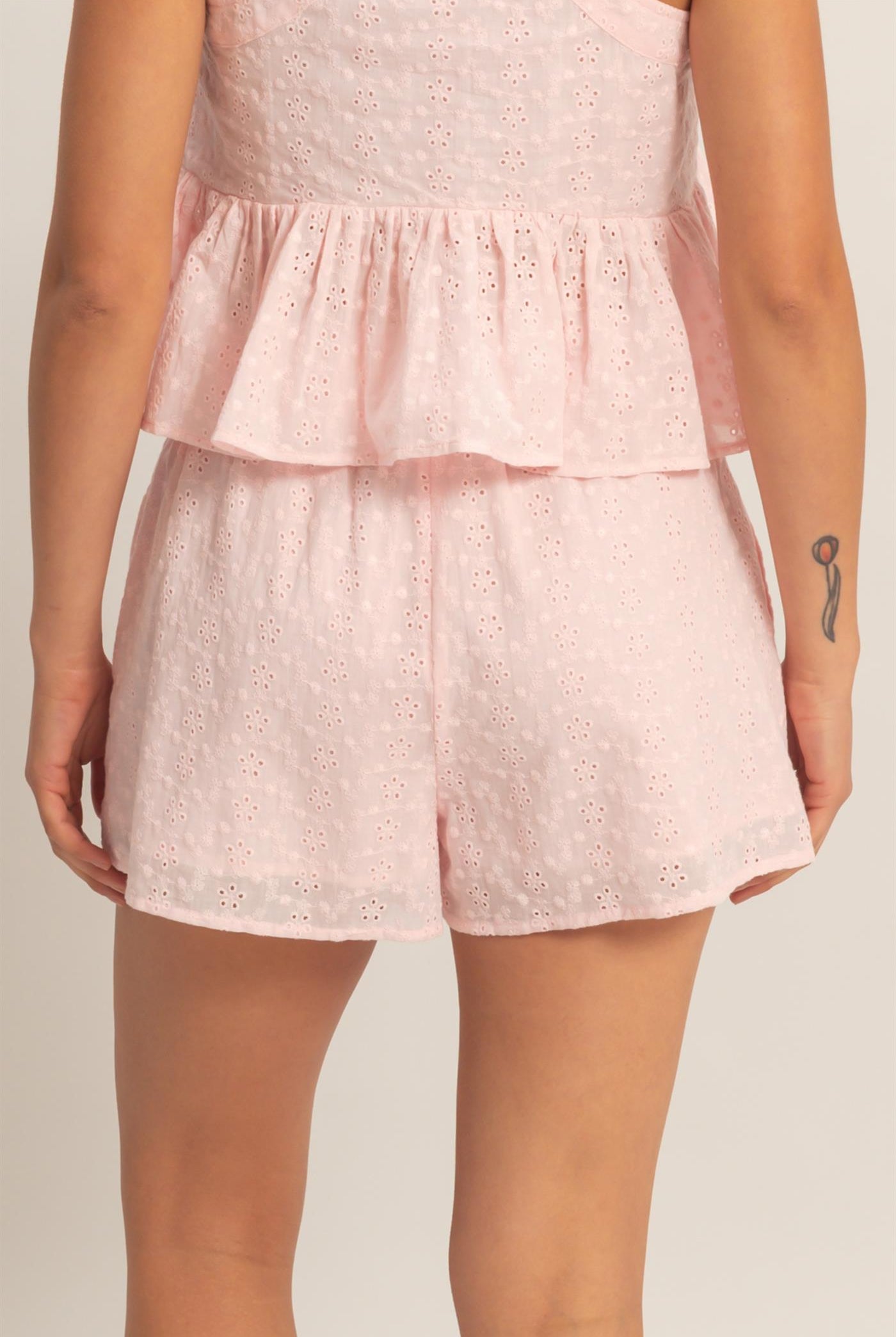Wholesale Eyelet Elastic Shorts With Pockets Shorts DZ26A782 SOFT PINK DOUBLE ZERO
