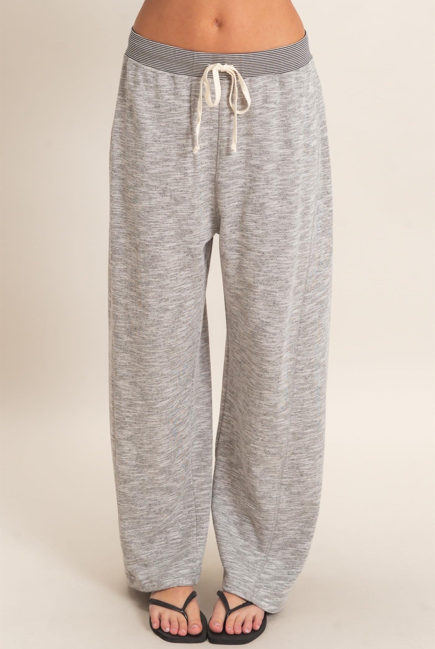 Wholesale Striped Waist Drawstring Pants Pants HF26E558 HEATHER GRAY HYFVE