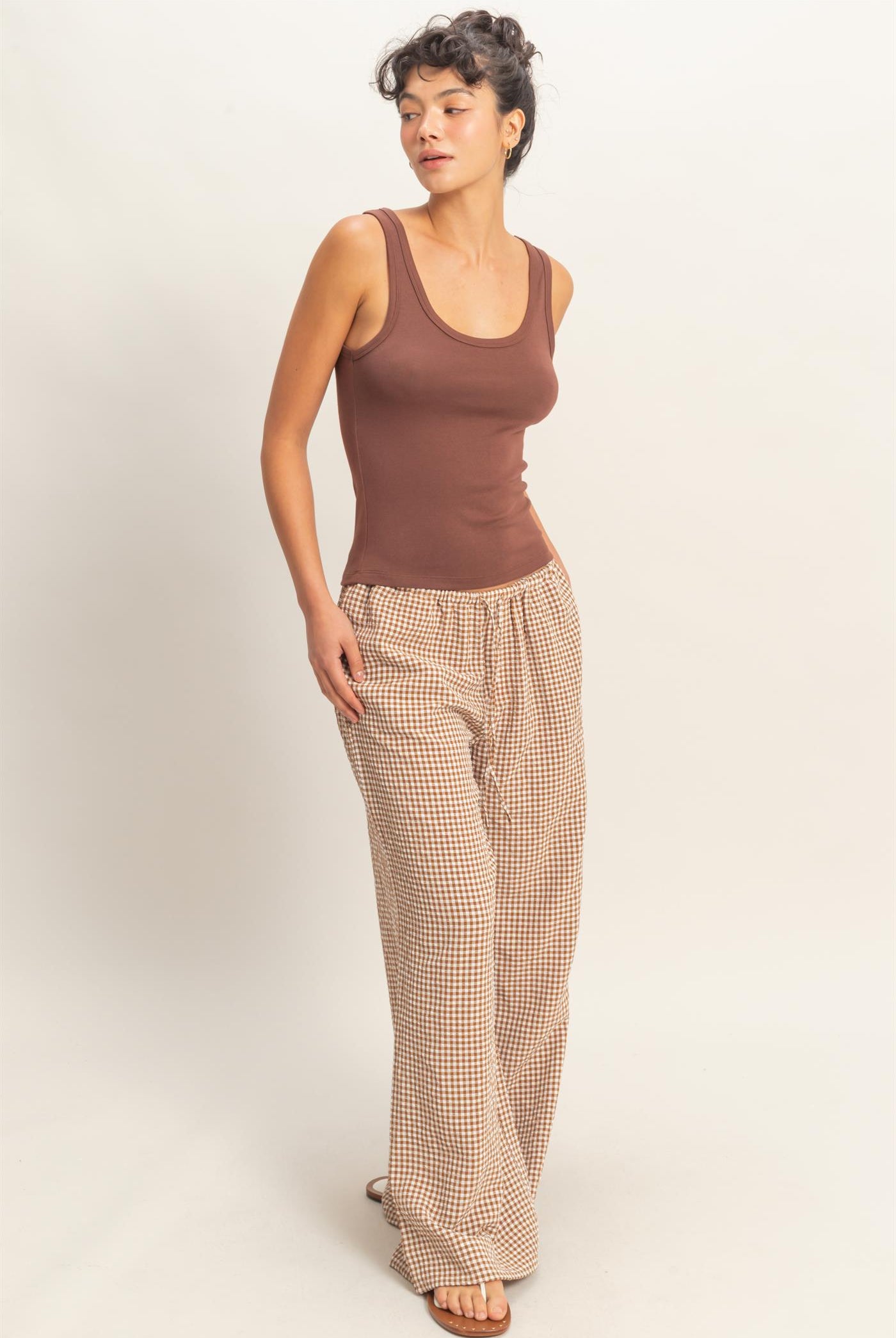 Wholesale Scoop Neck Tank Top Tank Tops DZ26A398 CHOCOLATE DOUBLE ZERO