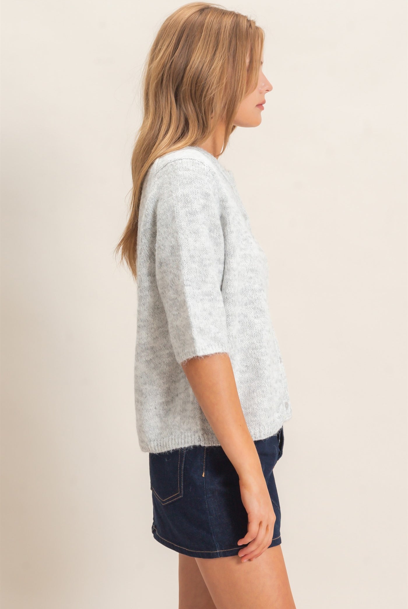 Wholesale Button-Up Cardigan Cardigans HF26E228 HEATHER GRAY HYFVE