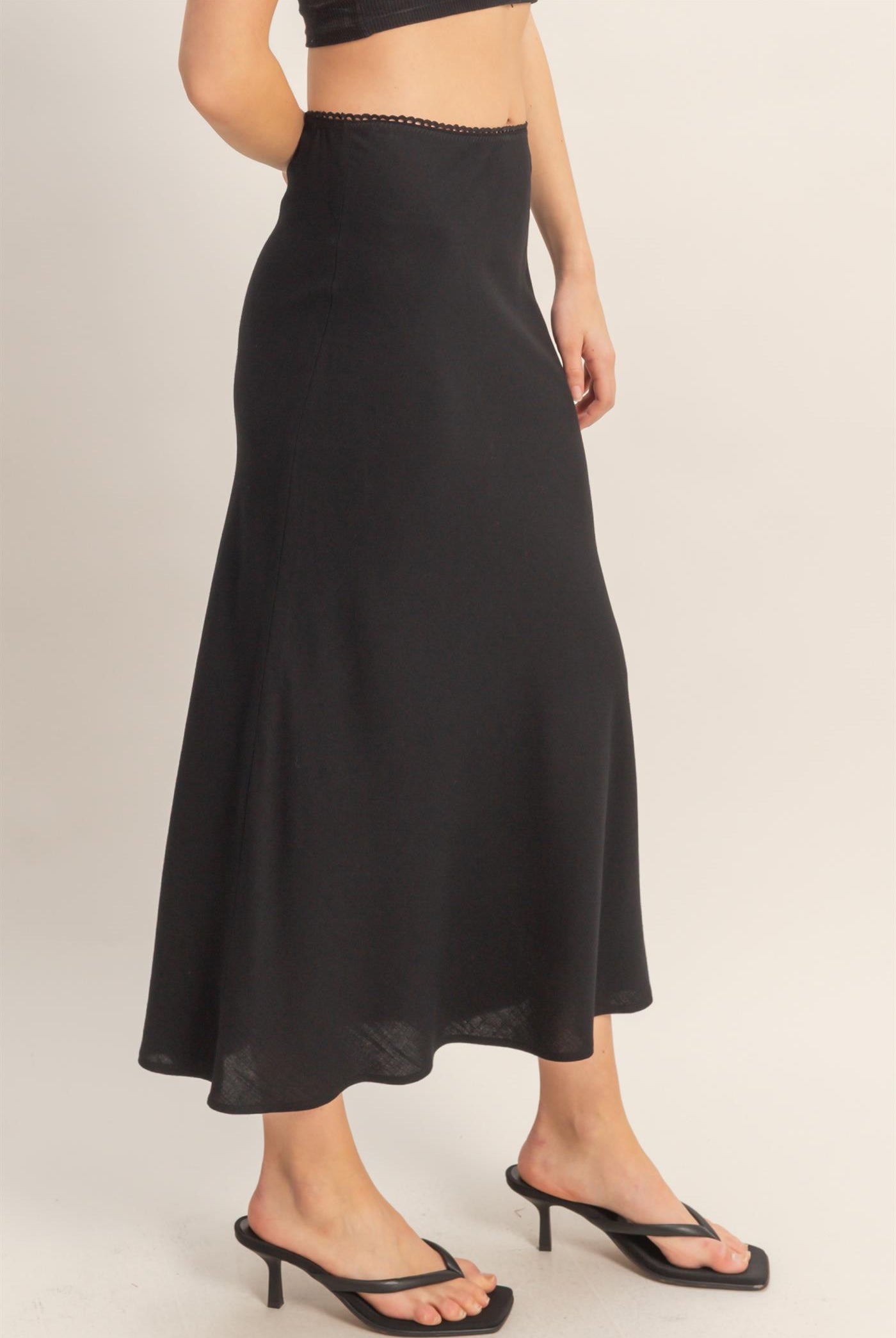 Wholesale Maxi Skirt With Elastic Waistband Skirts HF26A473-D BLACK HYFVE