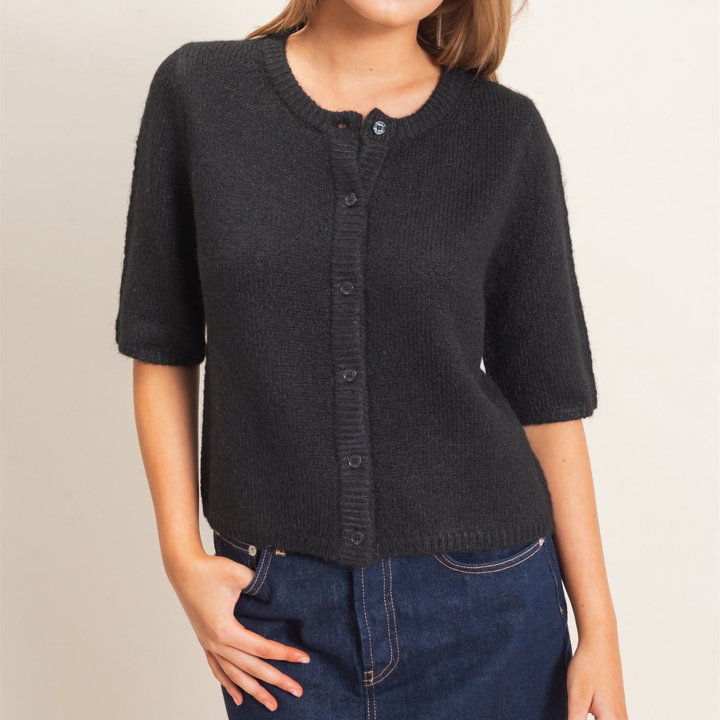 Wholesale Button-Up Cardigan Cardigans HF26E228 BLACK HYFVE