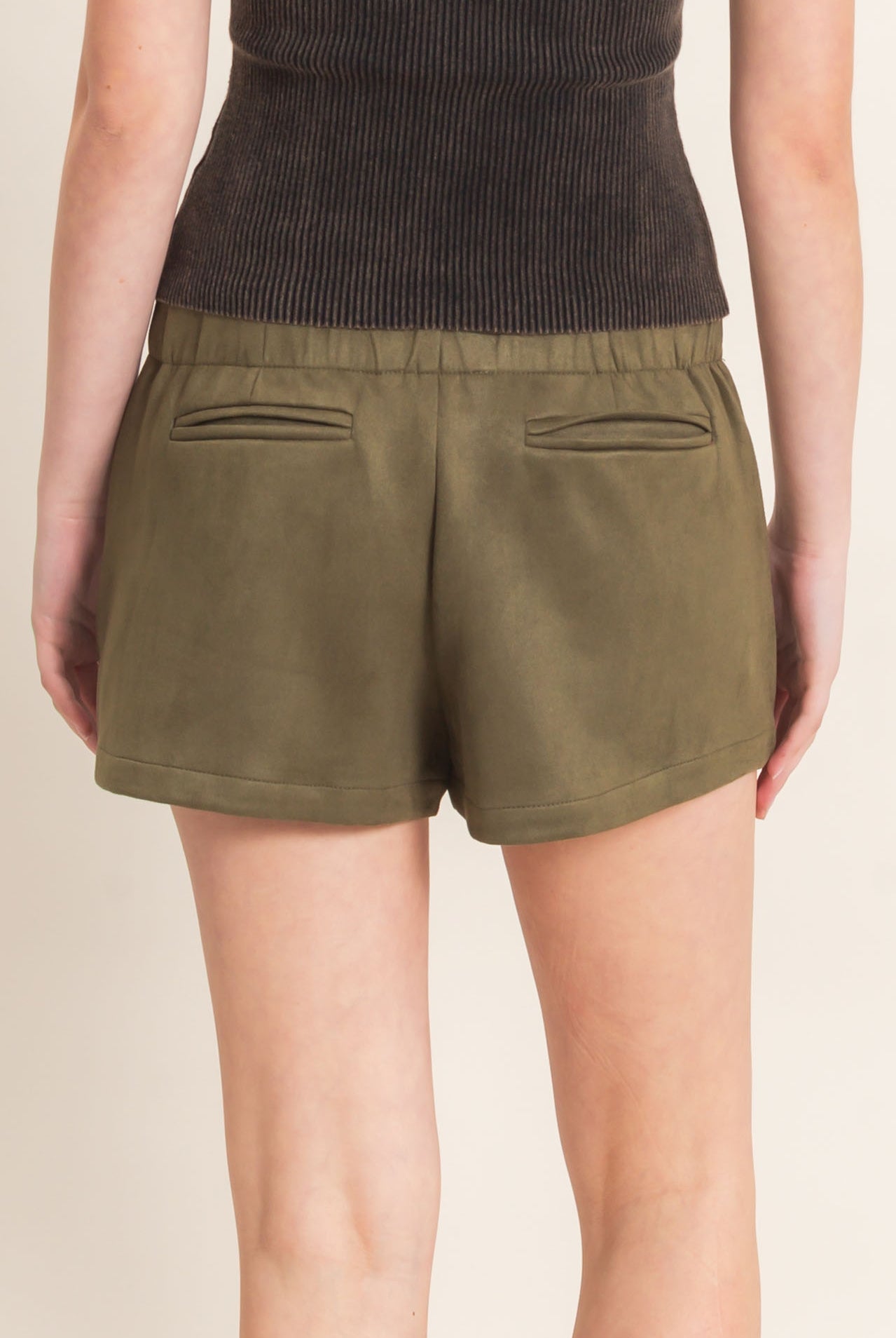 Wholesale Faux Suede Skort Skorts HF26F220 OLIVE HYFVE