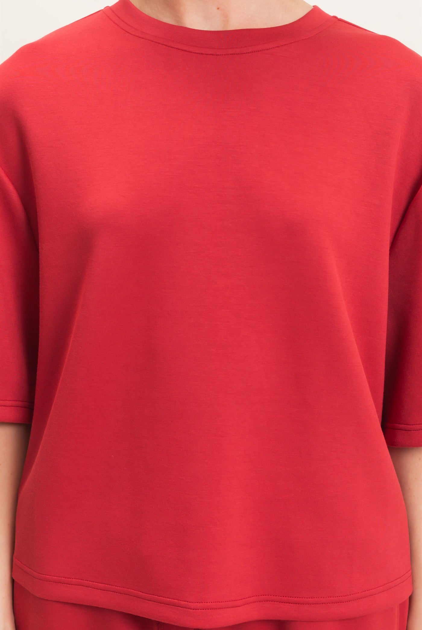 Wholesale Loose Fit Crew Neck Short Sleeve Top Clothing Tops DZ26C965 DARK RED DOUBLE ZERO