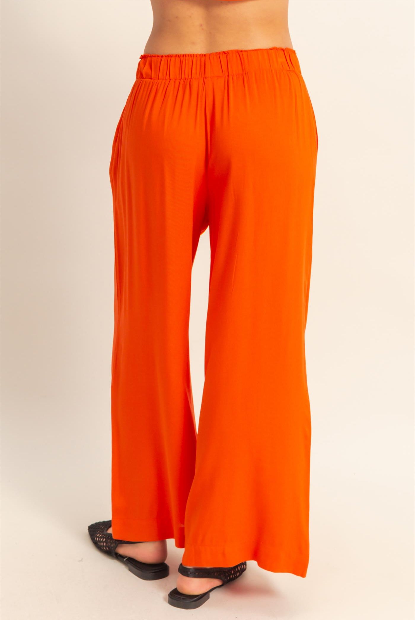 Wholesale High Waist Woven Wide Leg Pants Pants DZ25C192 TOMATO DOUBLE ZERO