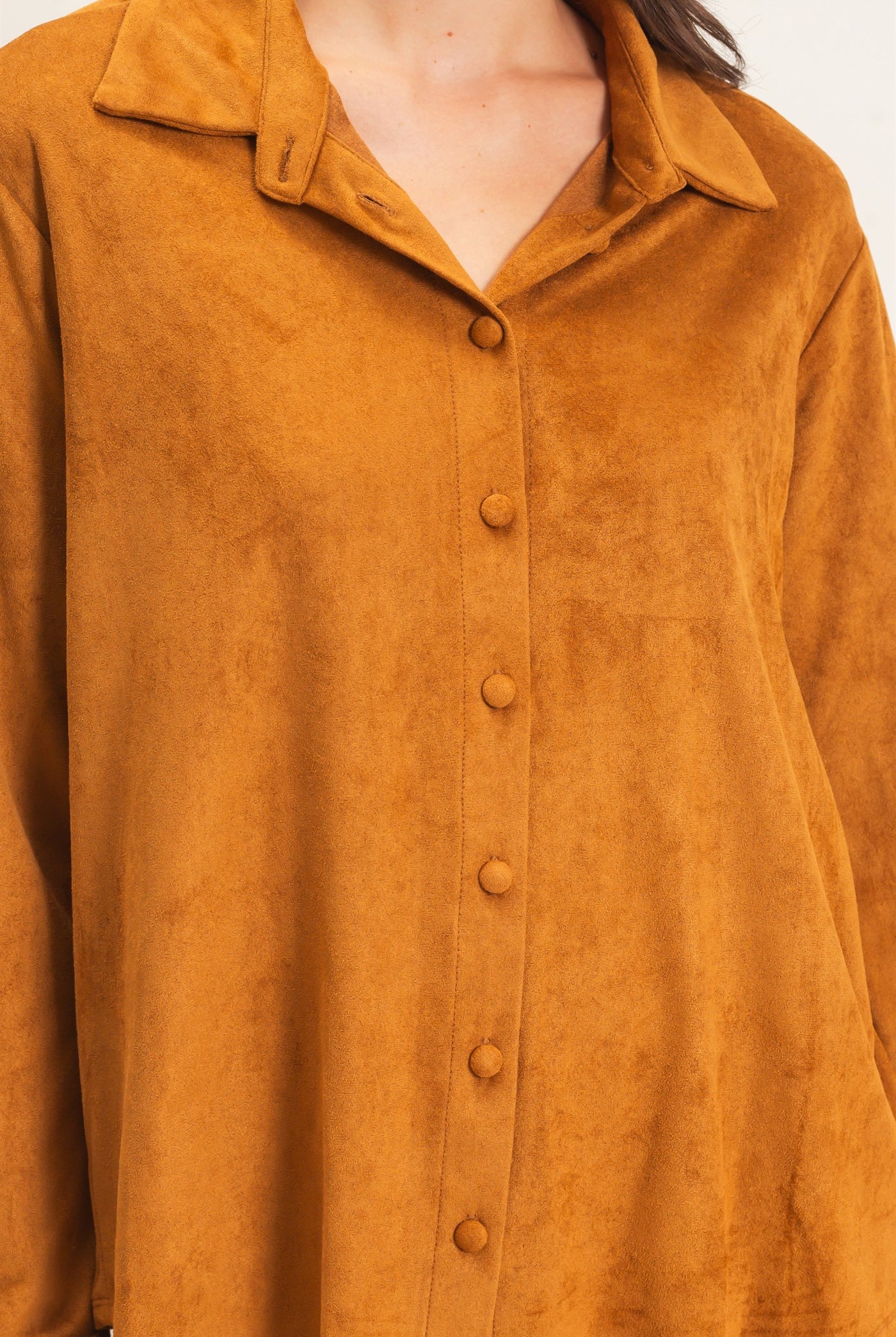 Wholesale Suede Button-Up Shirt Shirts HF26F083 CAMEL HYFVE