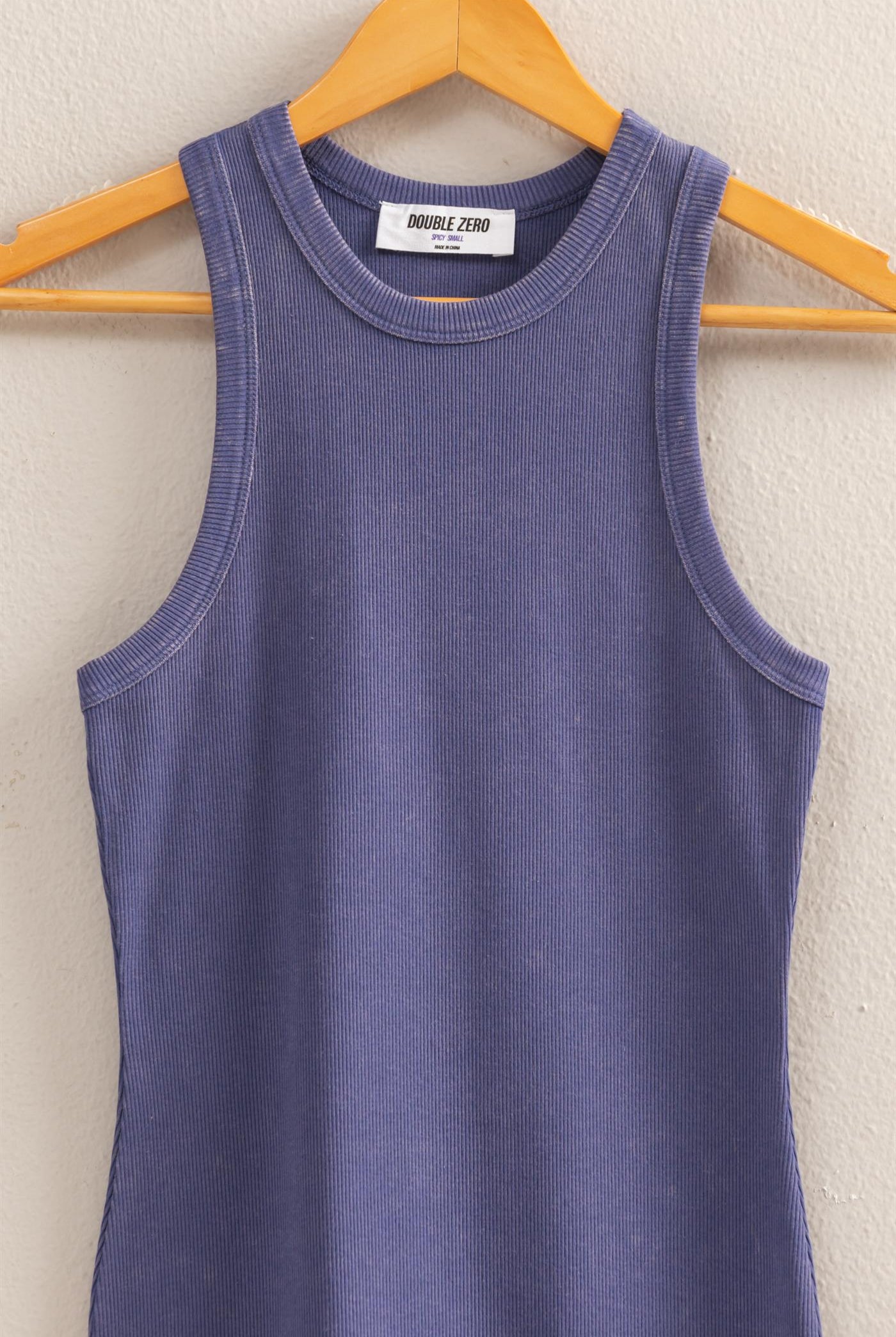 Wholesale Acid Washed Ribbed Mini Dress Dresses DZ25E297 DUSTY INDIGO DOUBLE ZERO
