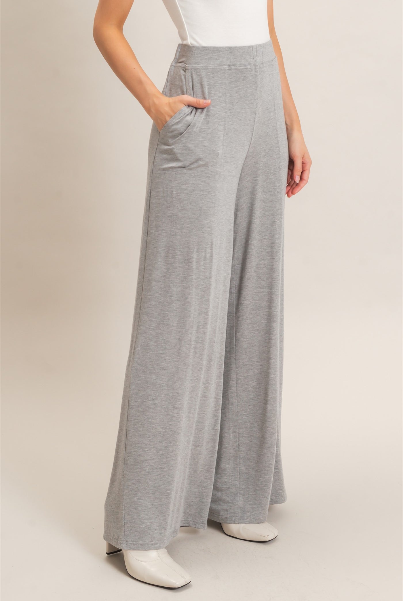 Wholesale Wide-Leg Elastic Waist Pants Pants HF26F299-D H.GRAY HYFVE