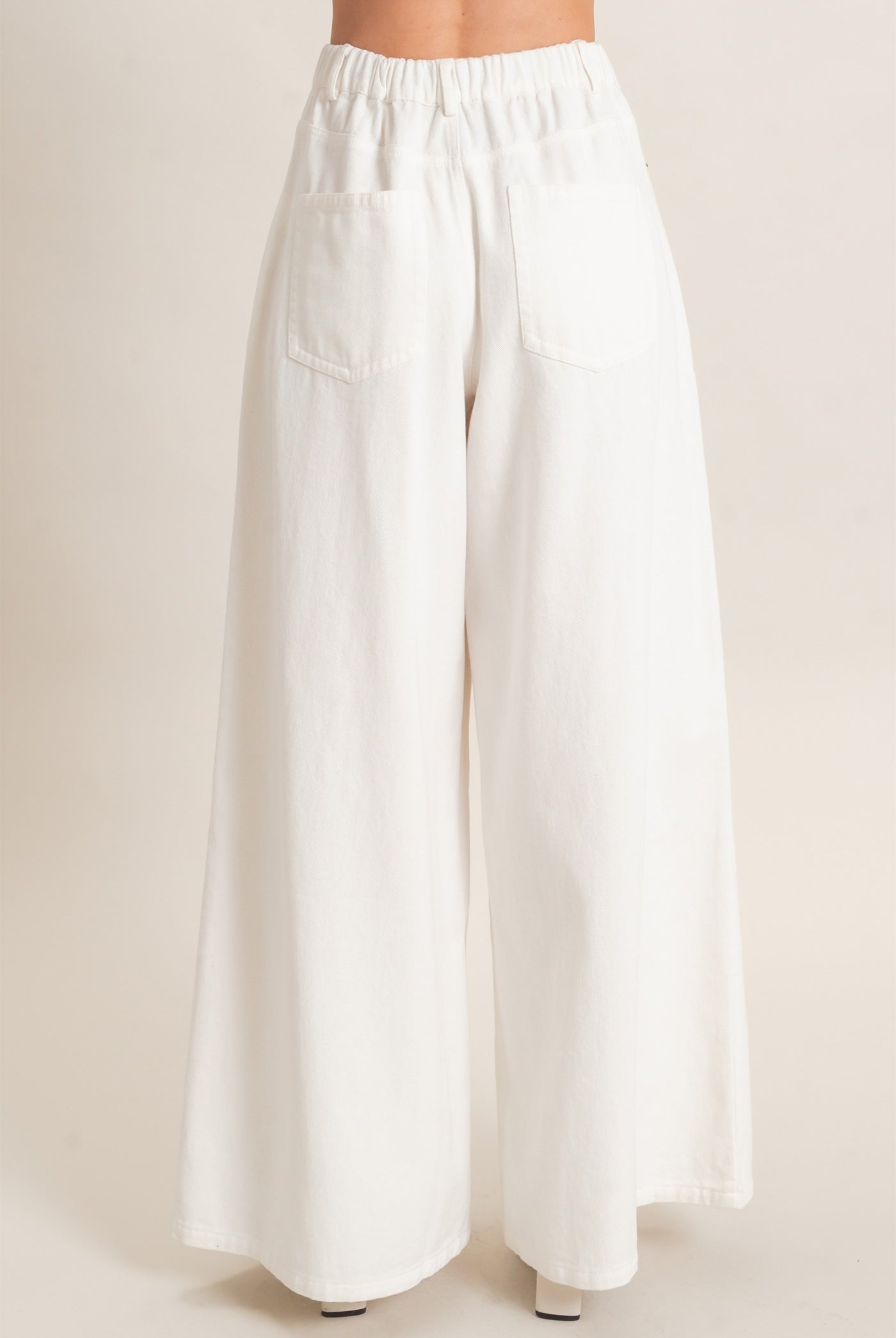 Wholesale Wide-Leg High-Rise Pants Pants HF26F222-D WHITE HYFVE