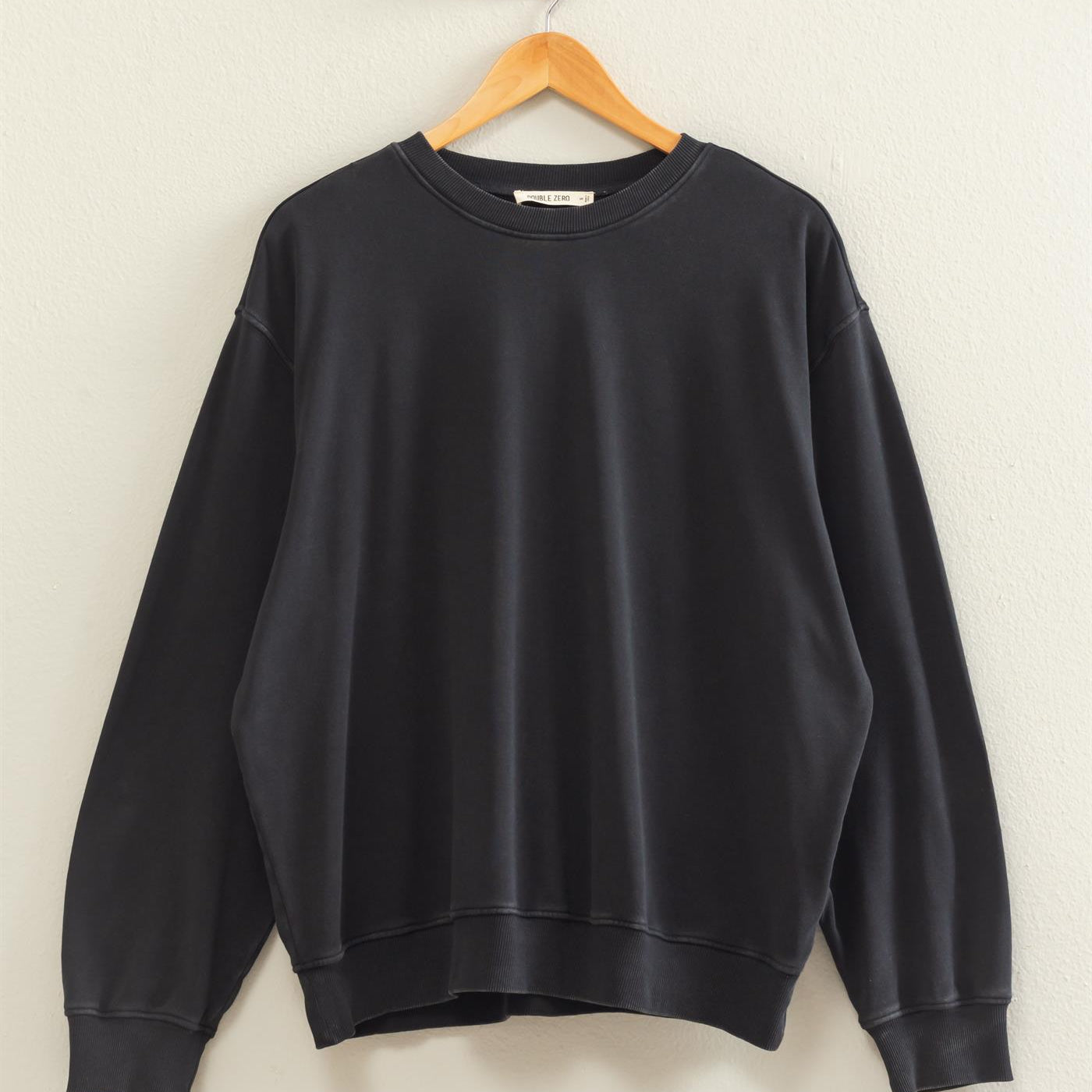 Wholesale Mineral Wash Crew Neck Sweatshirt Sweatshirts DZ26E990 BLACK DOUBLE ZERO