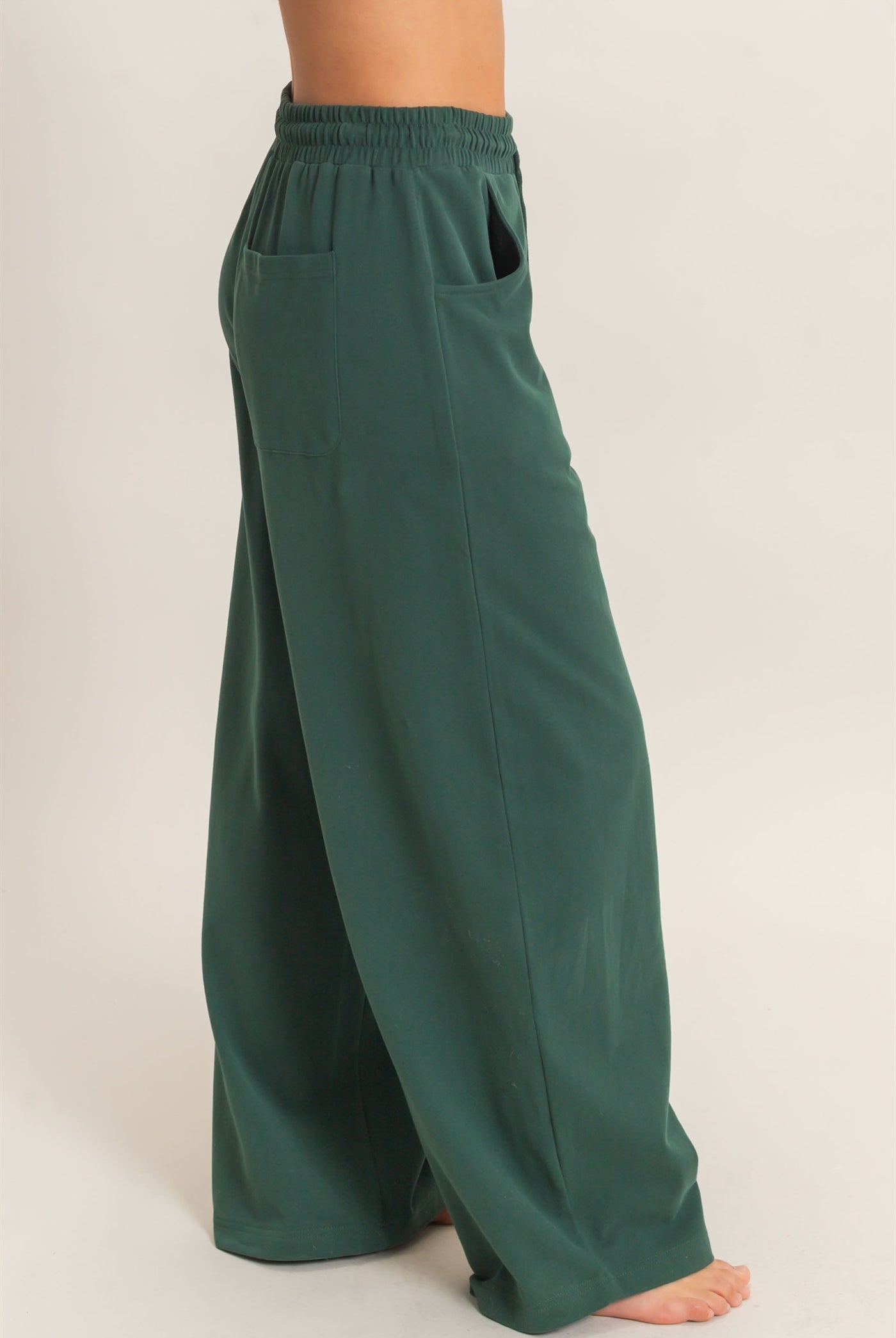 Wholesale Washed Barrel Sweatpants Pants DZ26E379 DARK GREEN DOUBLE ZERO