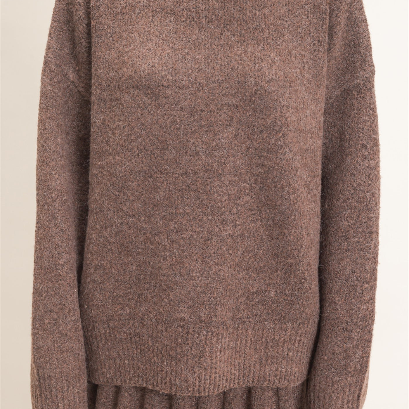 Wholesale Mock Neck Sweater And Pleated Skirt Set Clothing HF26F232-SET BROWN HYFVE