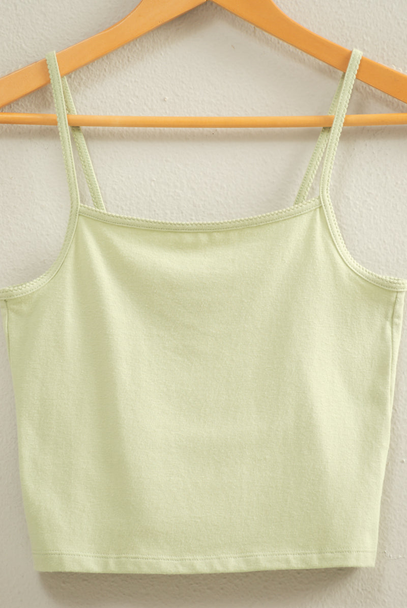 Wholesale Basic Cami Crop Top Clothing Tops DZ22C574 PASTEL GREEN HYFVE
