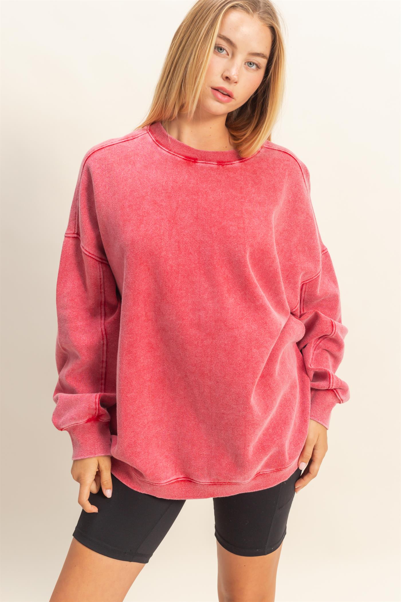 ぷくCherish Oversized Sweatshirt ぷくCherish Oversized Sweatshirt Ash Grey High Neck Quarter
