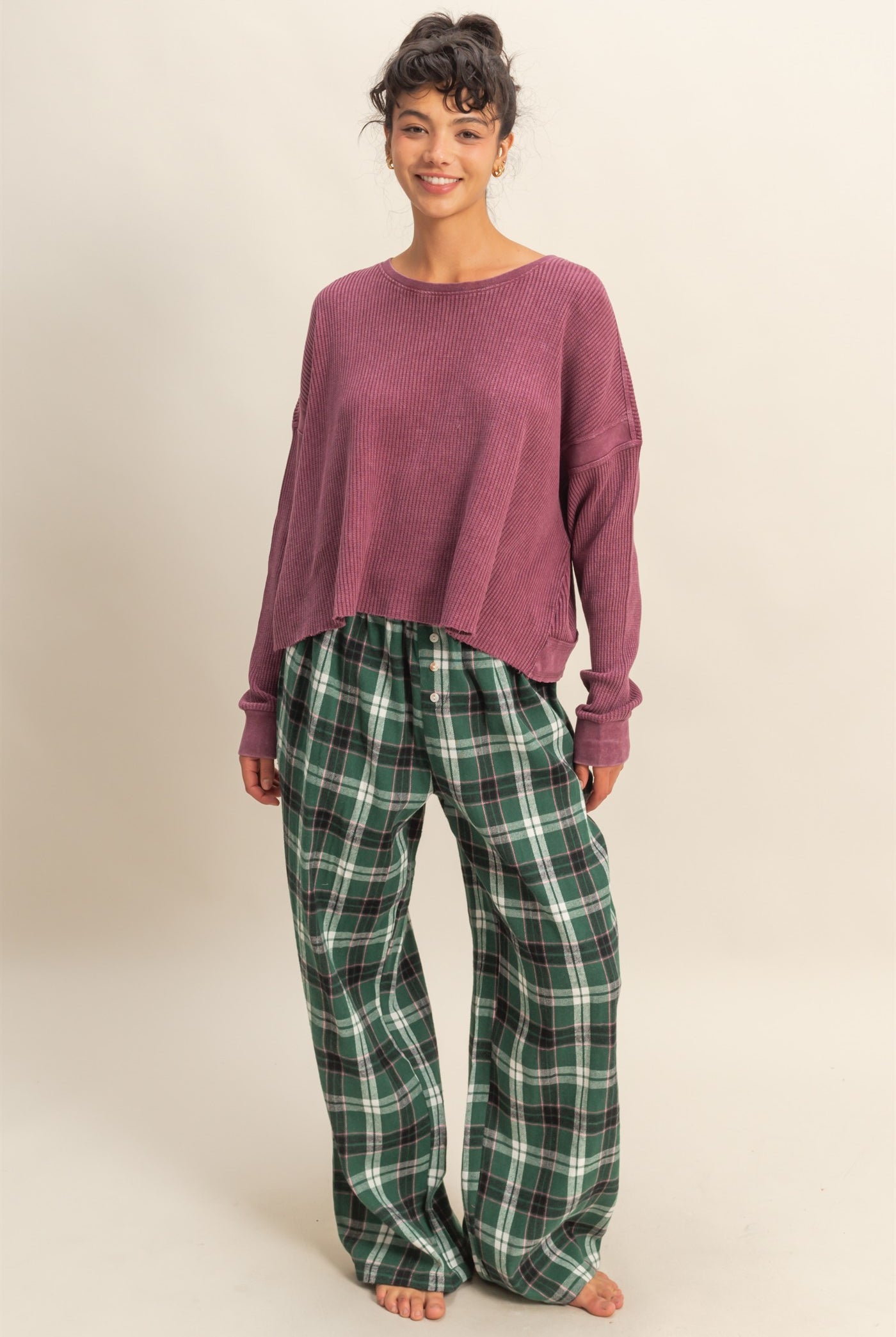 Wholesale Open Back Textured Knit Long Sleeve Top Clothing Tops DZ26A626 DARK CHERRY DOUBLE ZERO