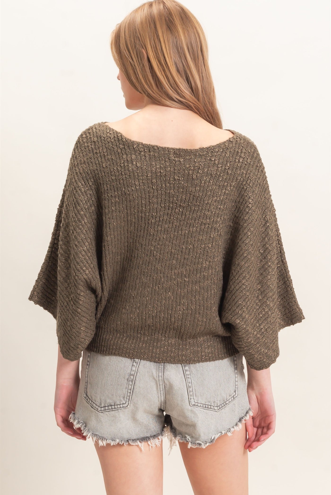 Wholesale Ribbed Boat Neck Sweater Sweaters HF26F201 OLIVE HYFVE
