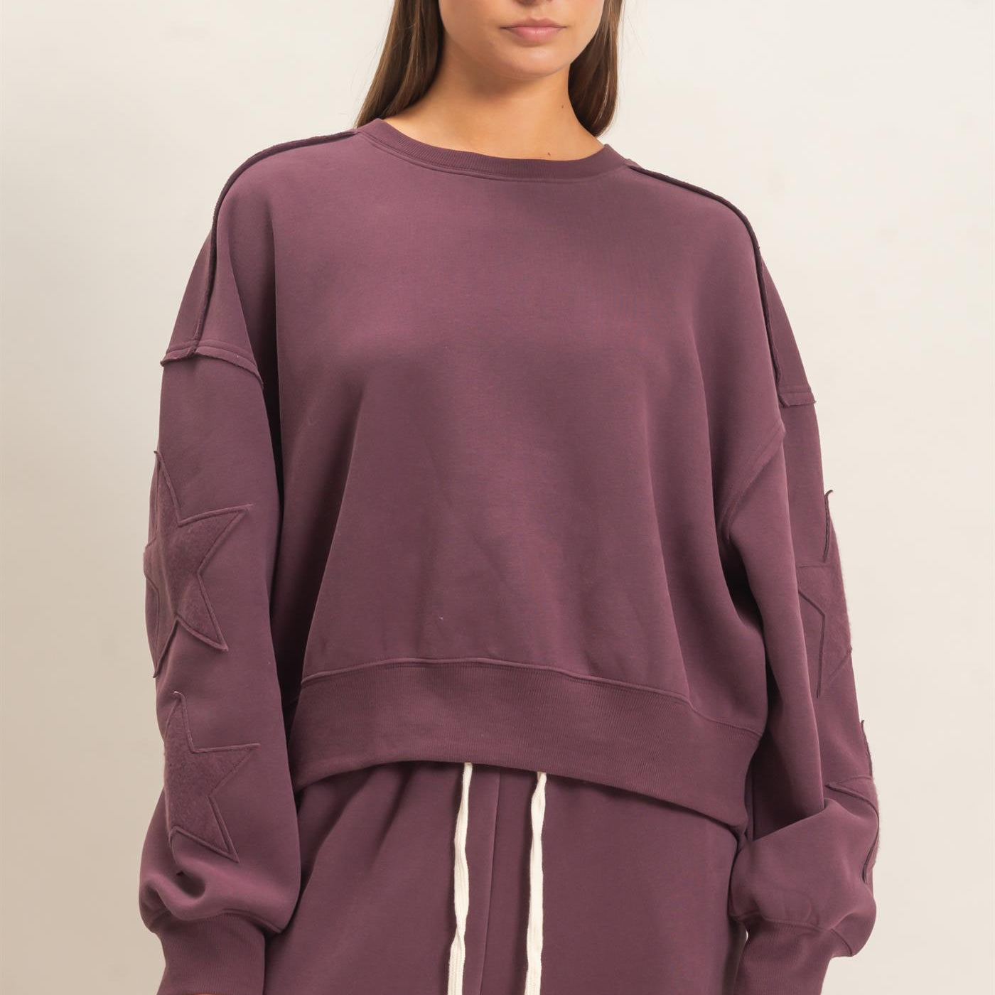 Wholesale Star Patch Sleeve Sweatshirt Sweatshirts DZ26E888 COCOA DOUBLE ZERO