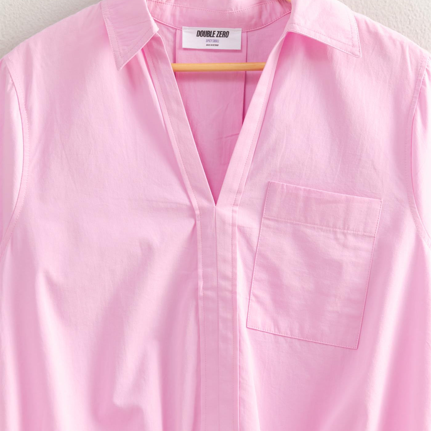 Wholesale Bubble Hem Relaxed Fit Shirt Polos DZ25E081 PINK DOUBLE ZERO
