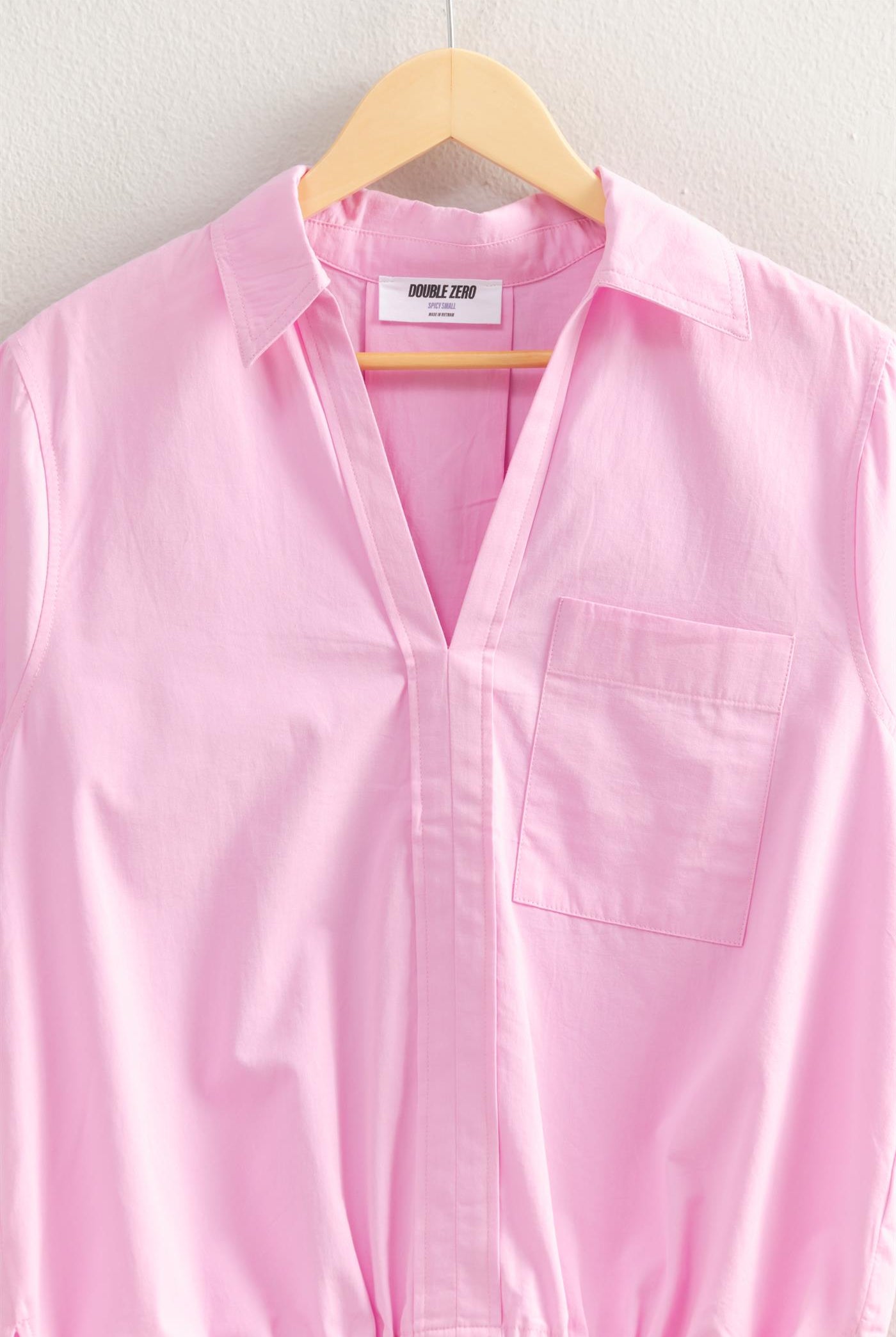 Wholesale Bubble Hem Relaxed Fit Shirt Polos DZ25E081 PINK DOUBLE ZERO
