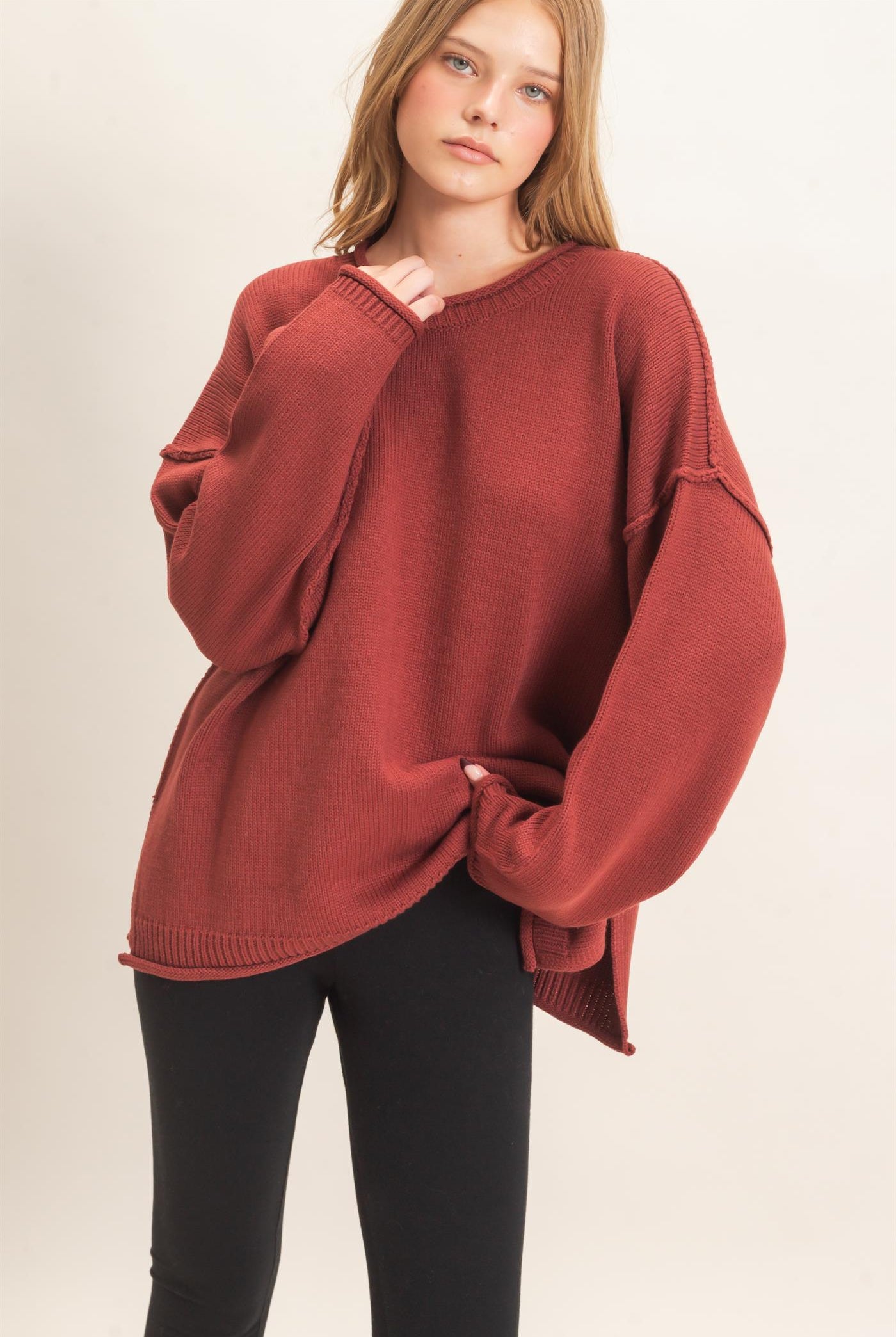Wholesale Ribbed Crew Neck Sweater Sweaters HF26E769 COPPER BROWN HYFVE