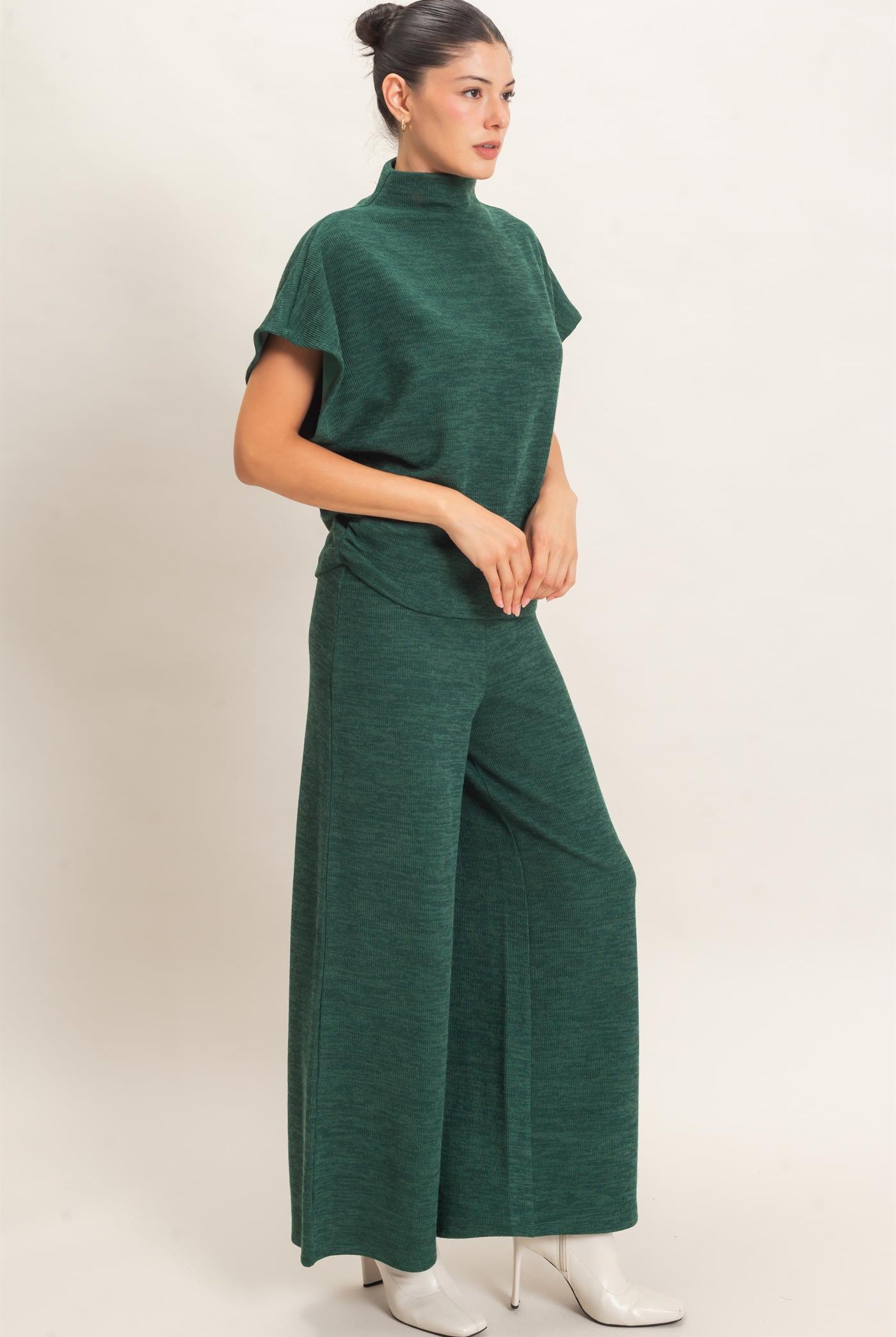 Wholesale Dolman Sleeve Top And Pant Set Clothing HF26F225-SET-D D.GREEN HYFVE