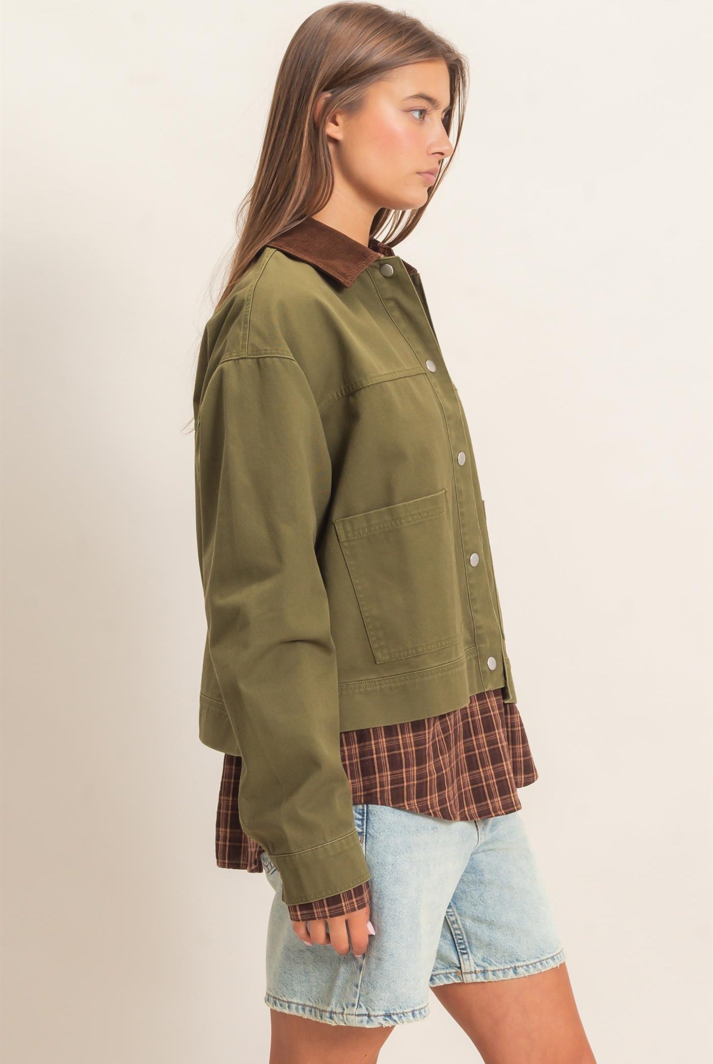 Wholesale Twill Barn Jacket Coats & Jackets DZ26E394 DARK OLIVE DOUBLE ZERO
