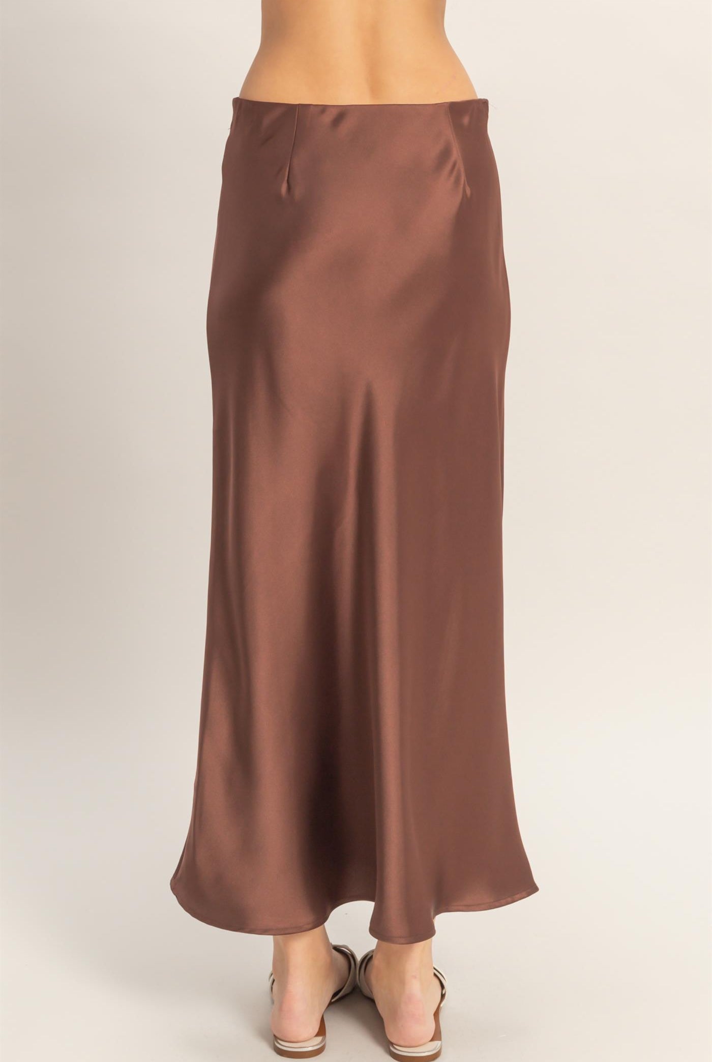 Wholesale Satin Midi Skirt Skirts DZ26A050 CHOCOLATE DOUBLE ZERO