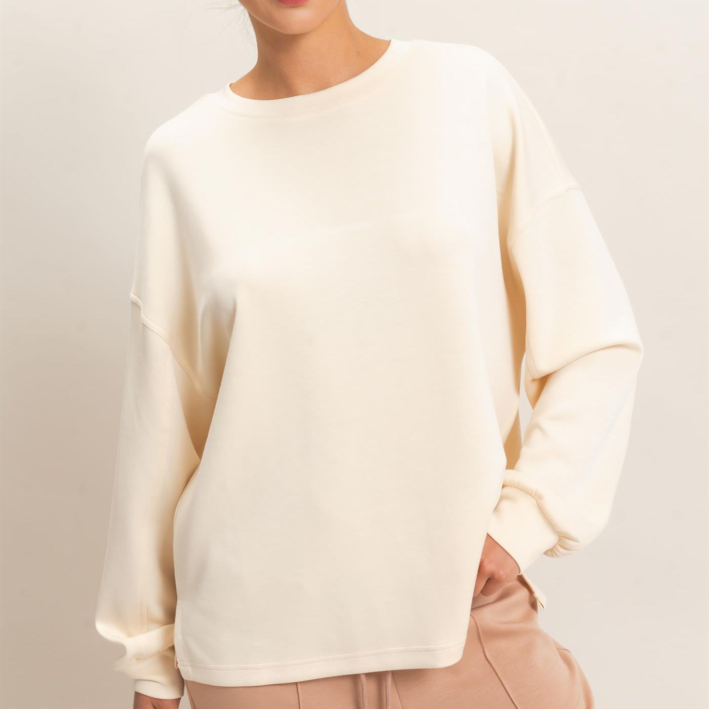 Wholesale Oversized Crew Neck Top Sweatshirts DZ26E388 ALPACA DOUBLE ZERO
