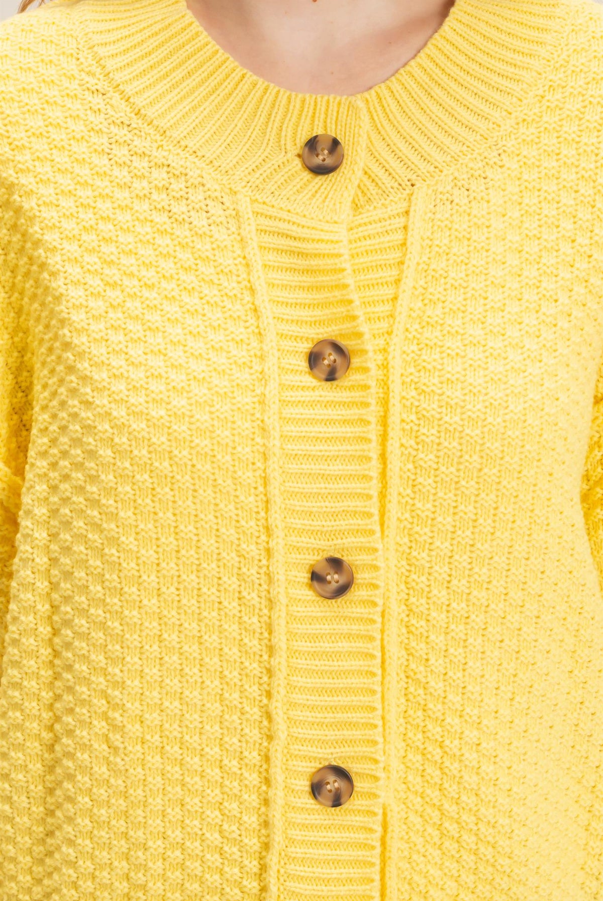 Wholesale Textured Knit Button-Front Cardigan Cardigans HF26C409 BUTTER YELLOW HYFVE