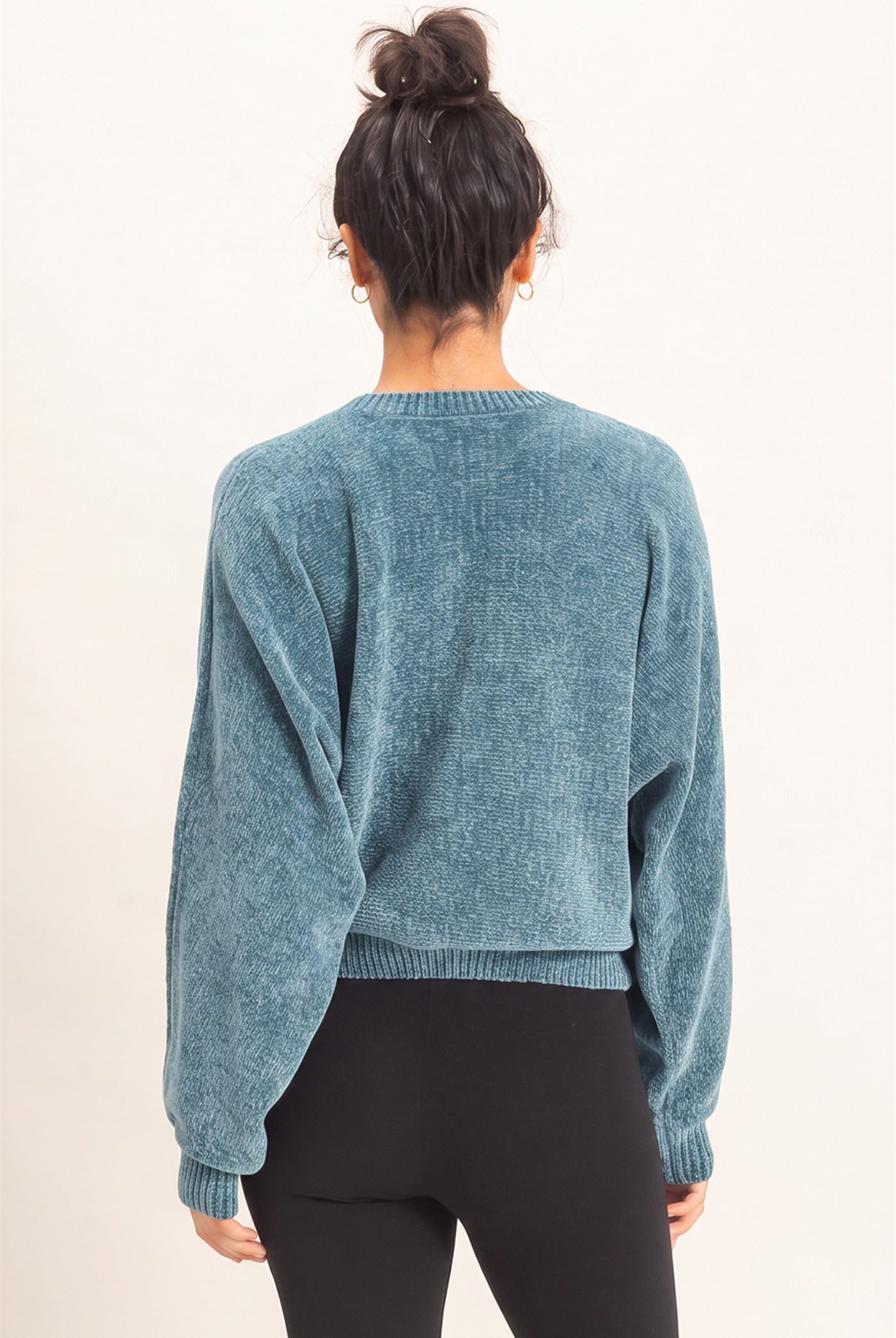 Wholesale Chenille Crew Neck Sweater Sweaters DZ26E264 DUSTY BLUE DOUBLE ZERO