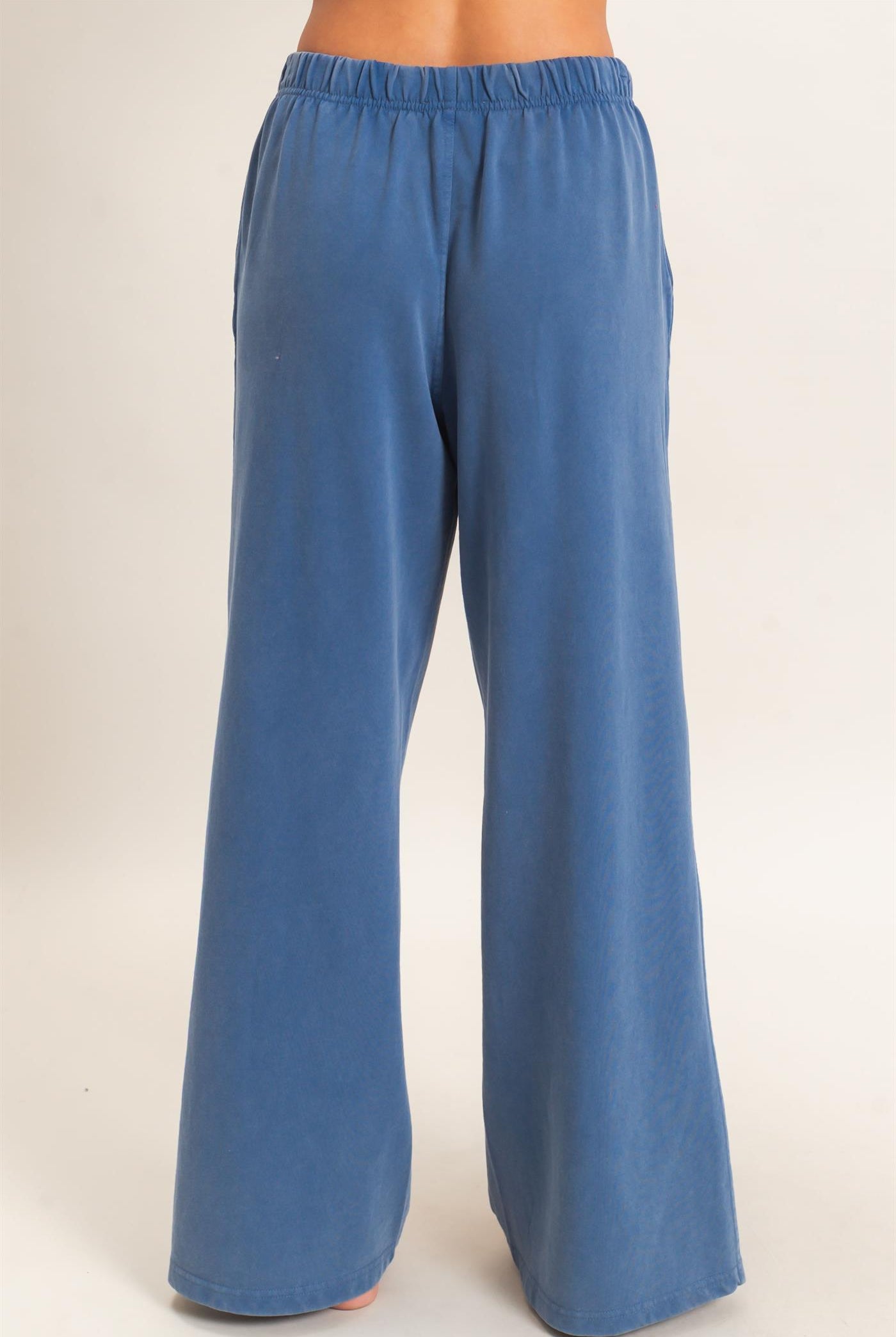 Wholesale Acid Wash Drawstring Waist Wide Leg Pants Pants DZ25A685 NAVY DOUBLE ZERO