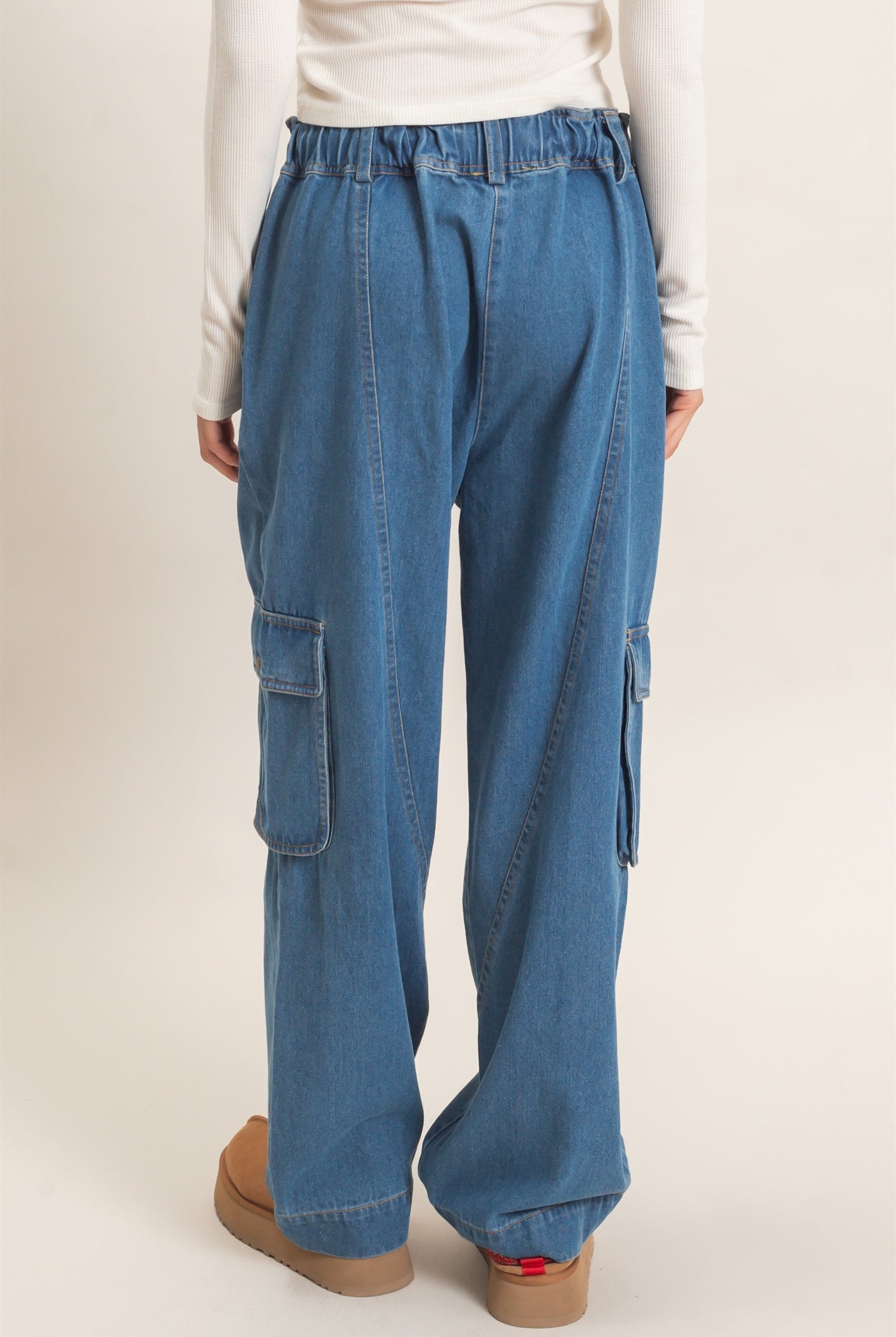 Wholesale Drawstring Cargo Denim Pants Pants HF26E182 LIGHT DENIM HYFVE