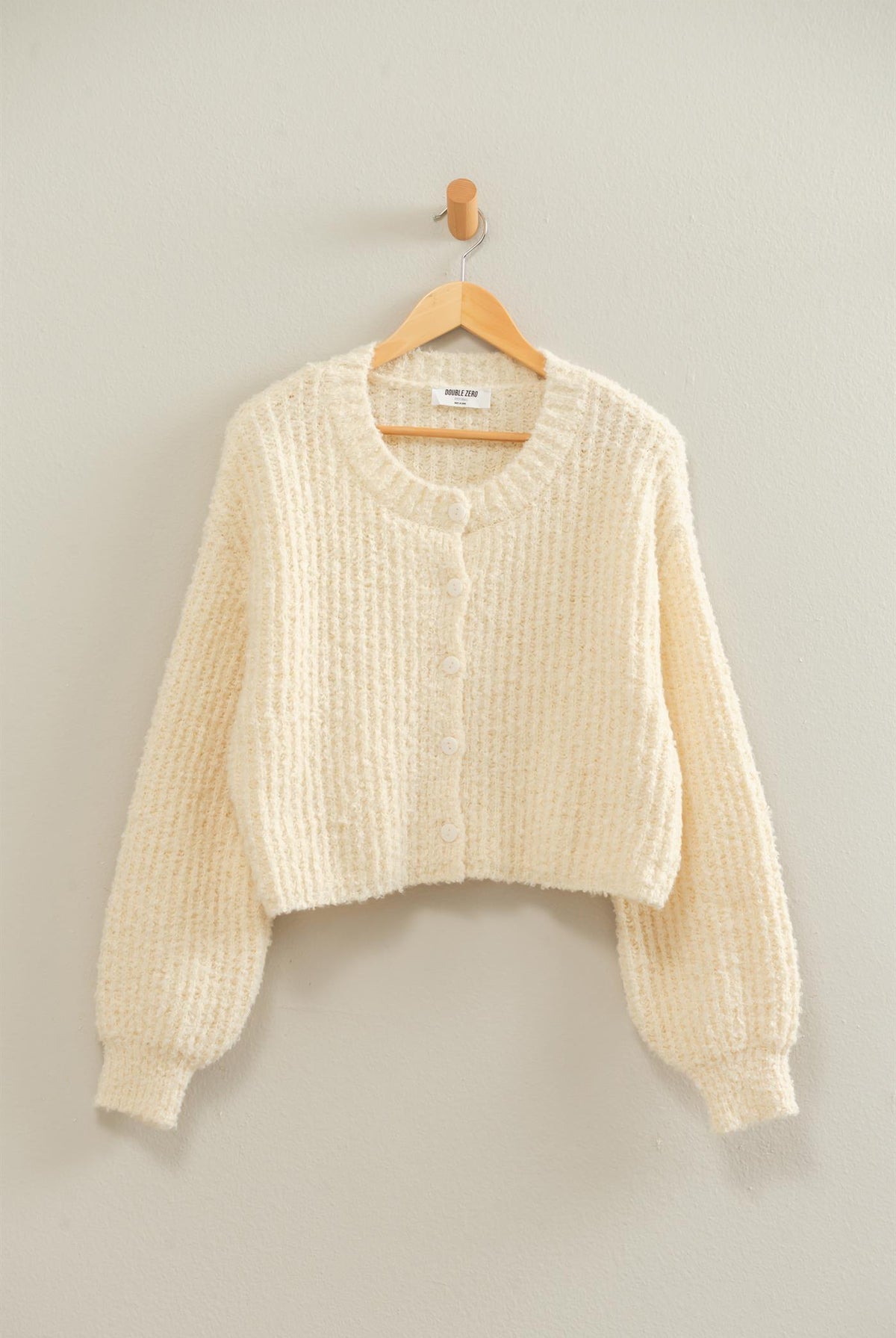 Wholesale Boucle Knit Button Front Cardigan Cardigans DZ26E270 CREAM DOUBLE ZERO