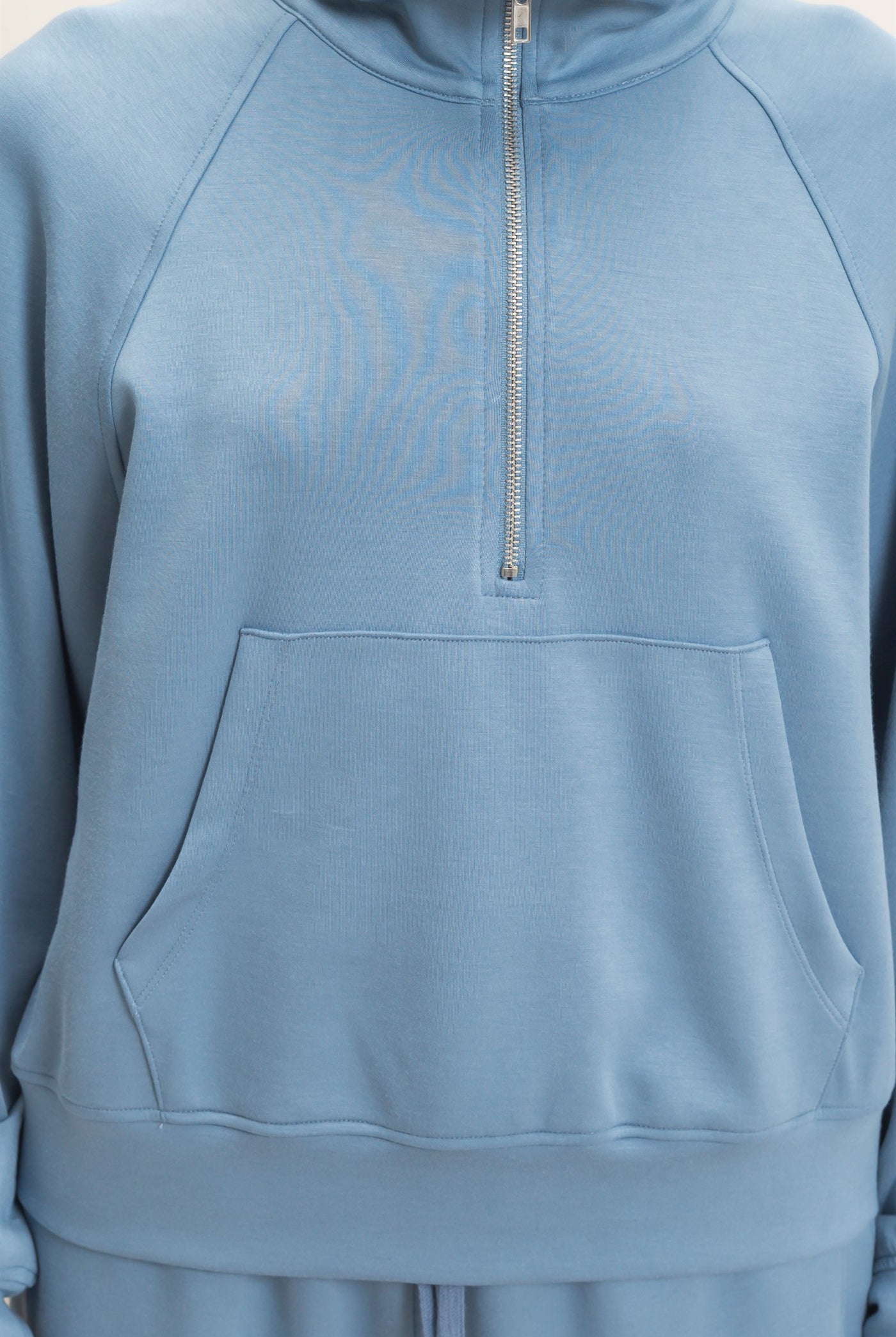 Wholesale Half-Zip Collar Raglan Pullover Sweatshirts DZ26C967 DUSTY BLUE DOUBLE ZERO
